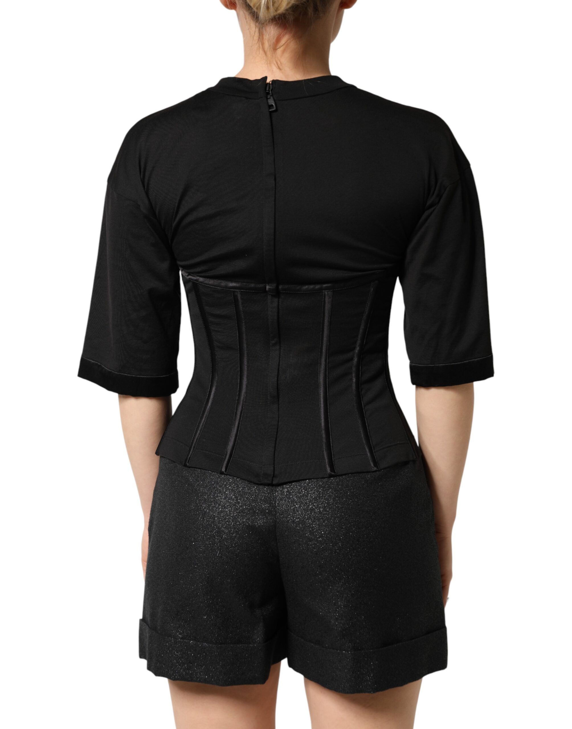 Cotton Bustier Corset Short Sleeves Women's T-shirt - Dolce & Gabbana - Modalova