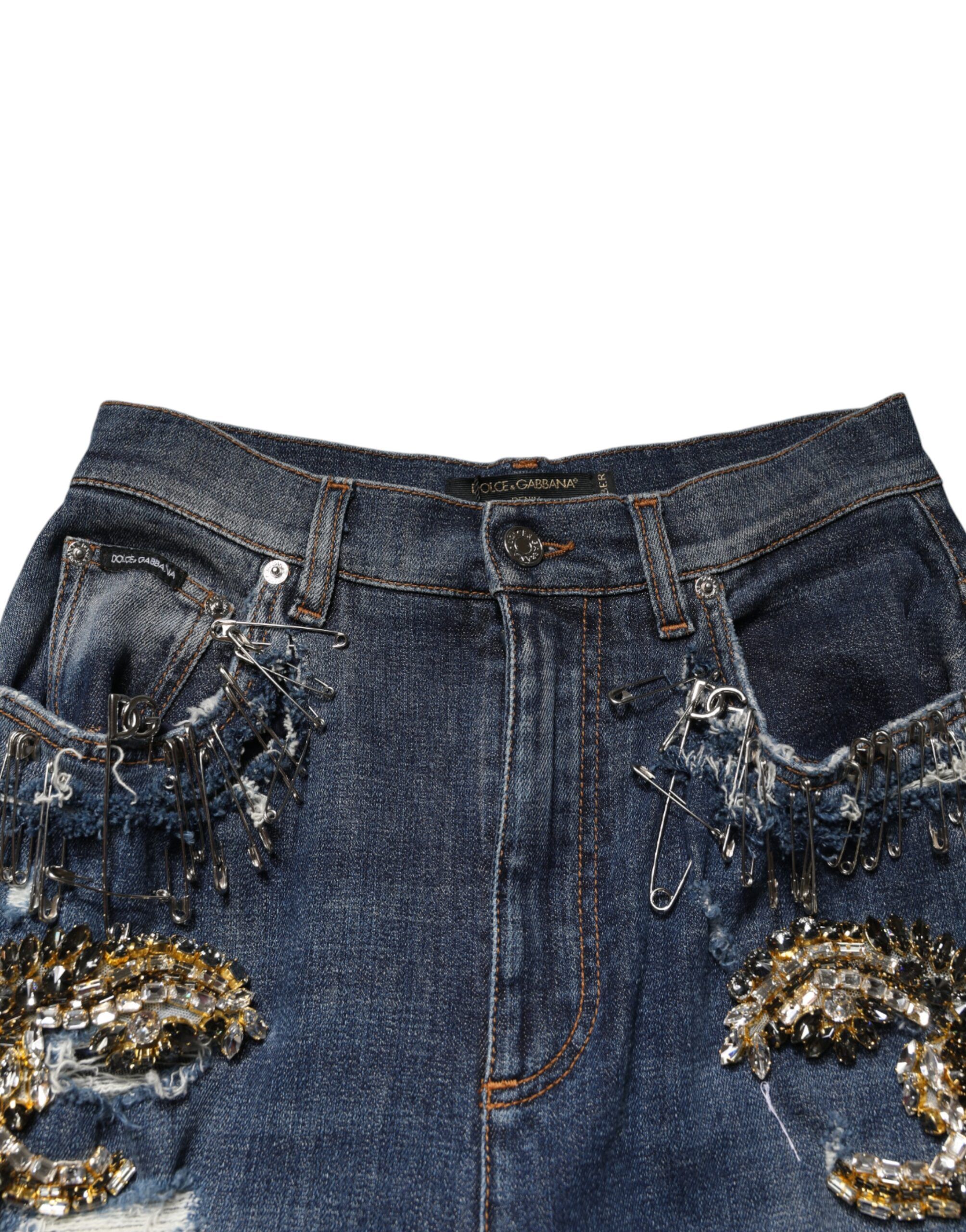 Cotton Rhinestone Embellish Denim Women's Jeans - Dolce & Gabbana - Modalova