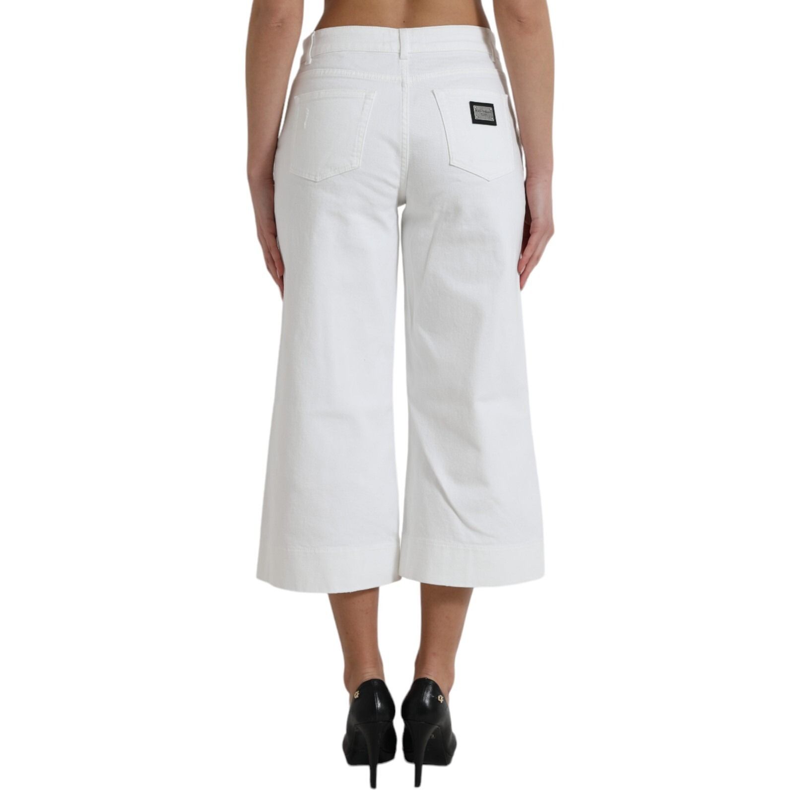 Wide Leg Cotton Cropped Denim Women's Jeans - Dolce & Gabbana - Modalova