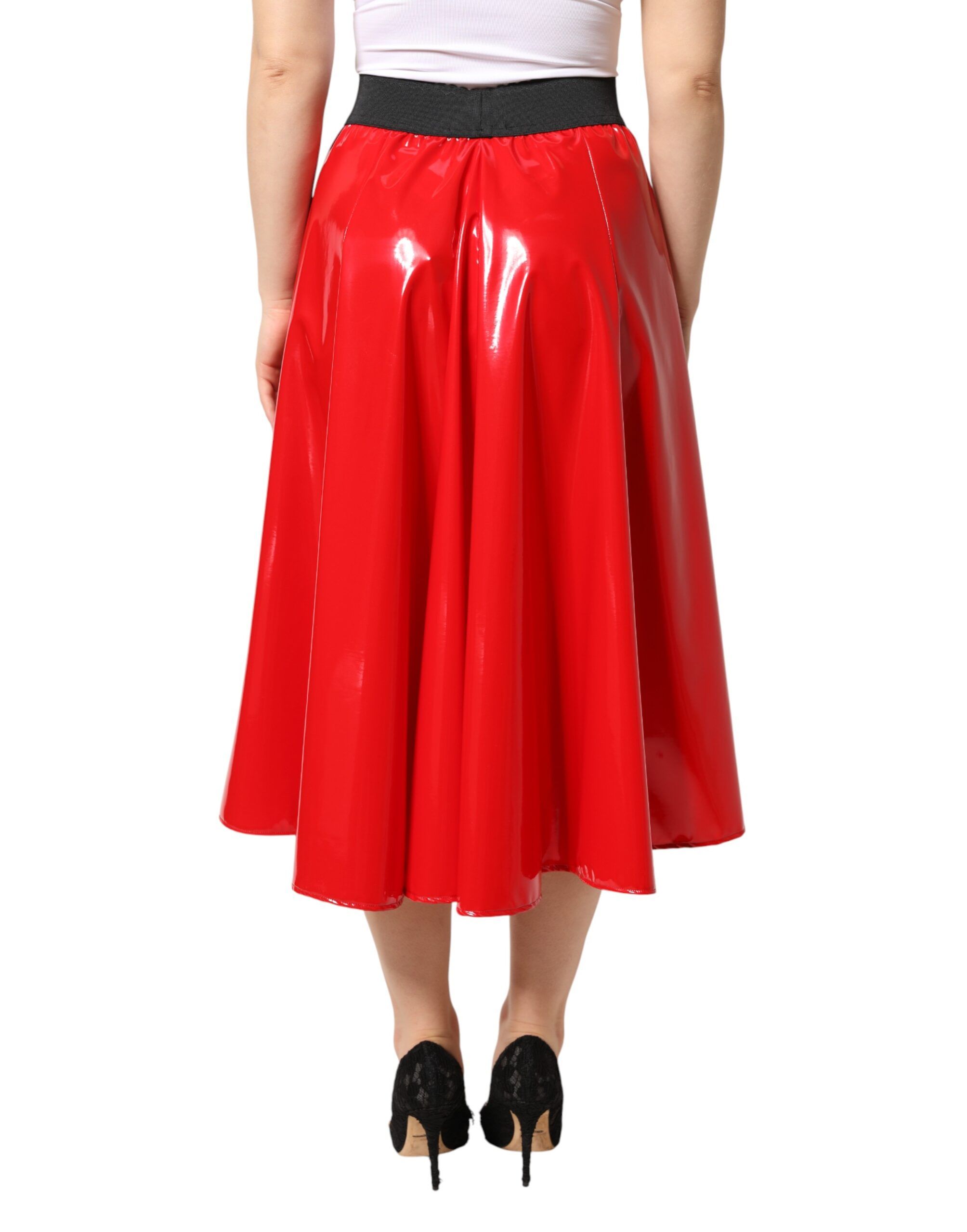 Glossy Polyester High Waist Midi Women's Skirt - Dolce & Gabbana - Modalova