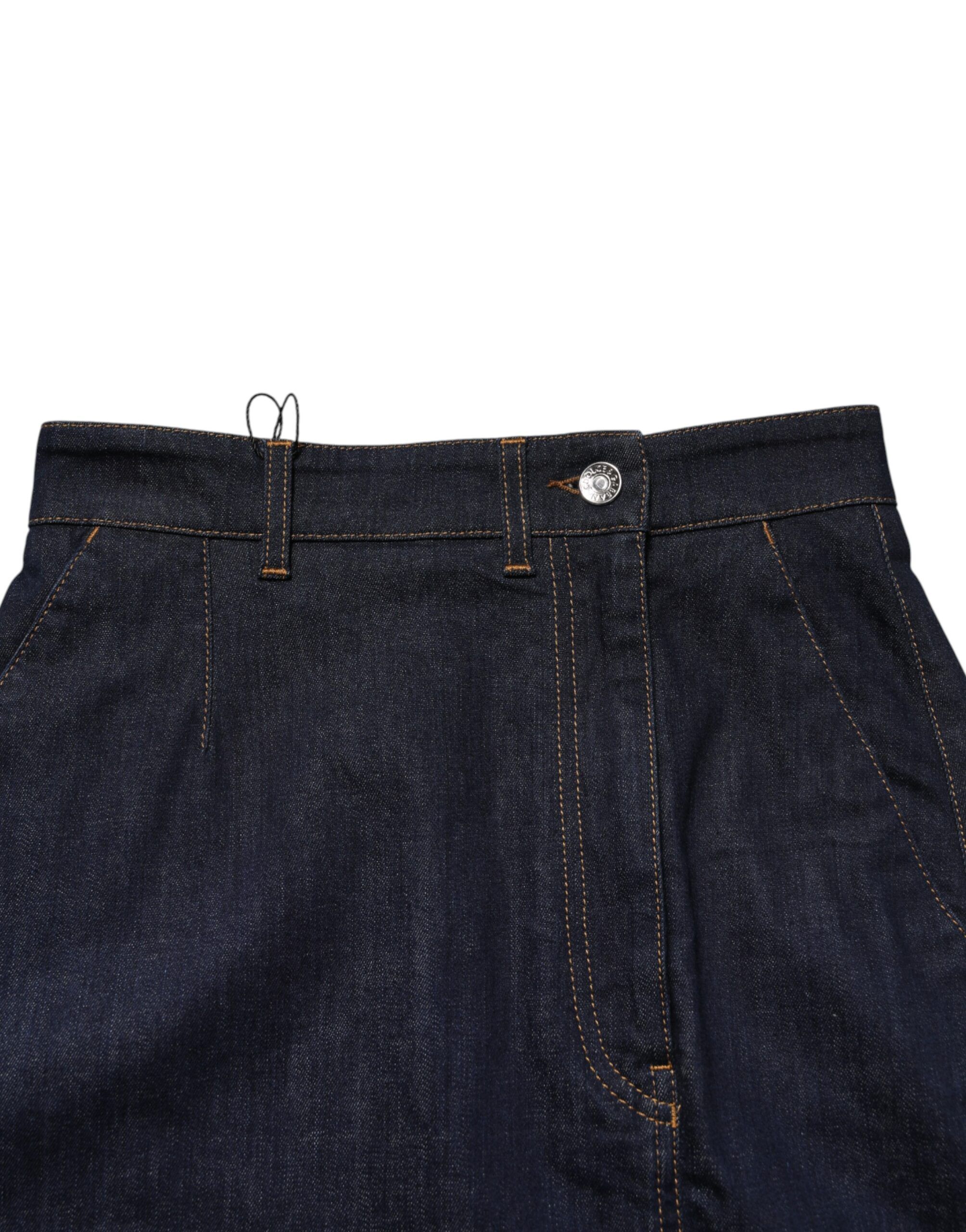 Dark Cotton A-line Denim Midi Women's Skirt - Dolce & Gabbana - Modalova