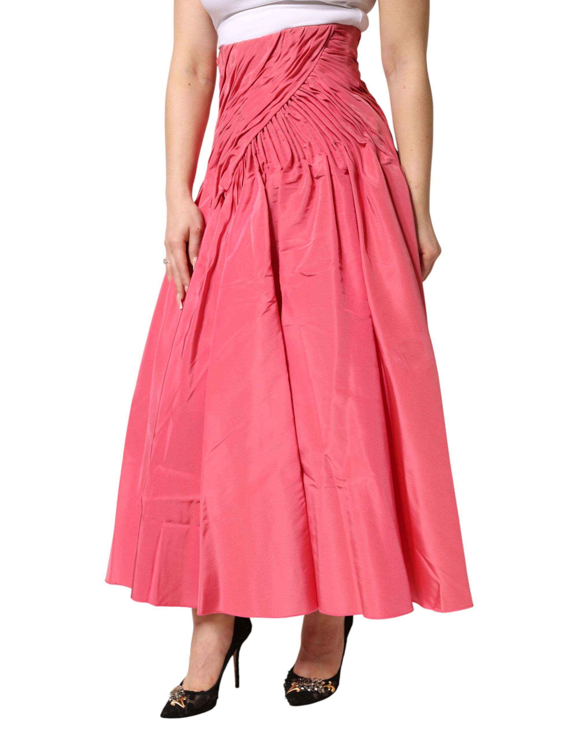 Silk Pleated High Waist Midi Women's Skirt - Dolce & Gabbana - Modalova