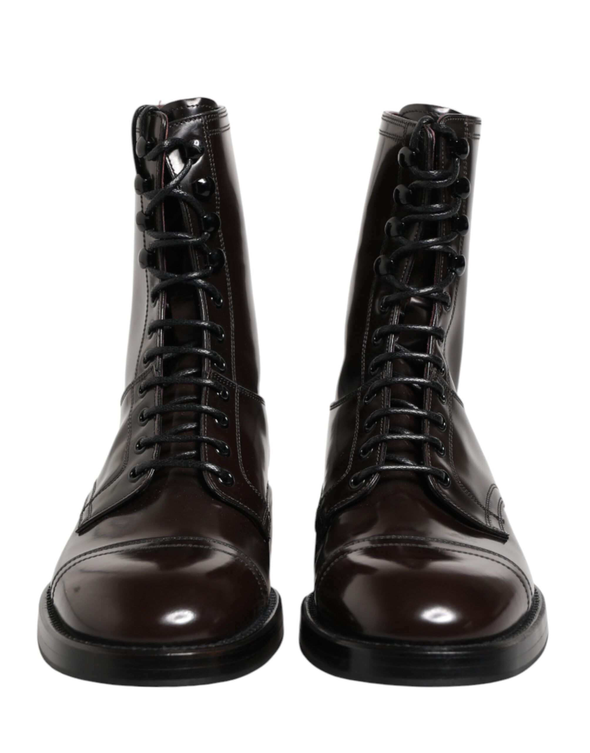Brown Leather Lace Up Mid Calf Boots Men's Shoes (Pre-Owned) - Dolce & Gabbana - Modalova