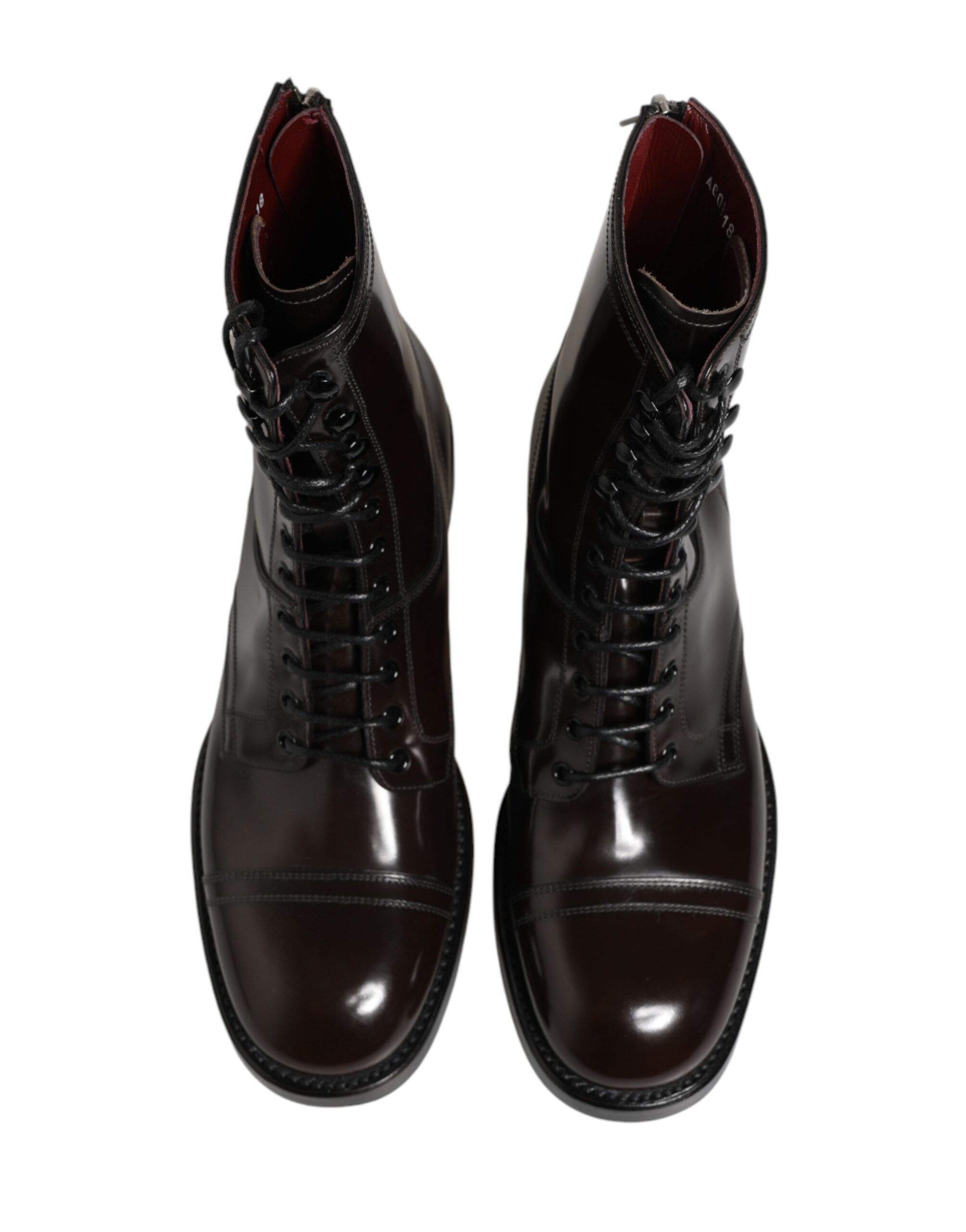Brown Leather Lace Up Mid Calf Boots Men's Shoes (Pre-Owned) - Dolce & Gabbana - Modalova