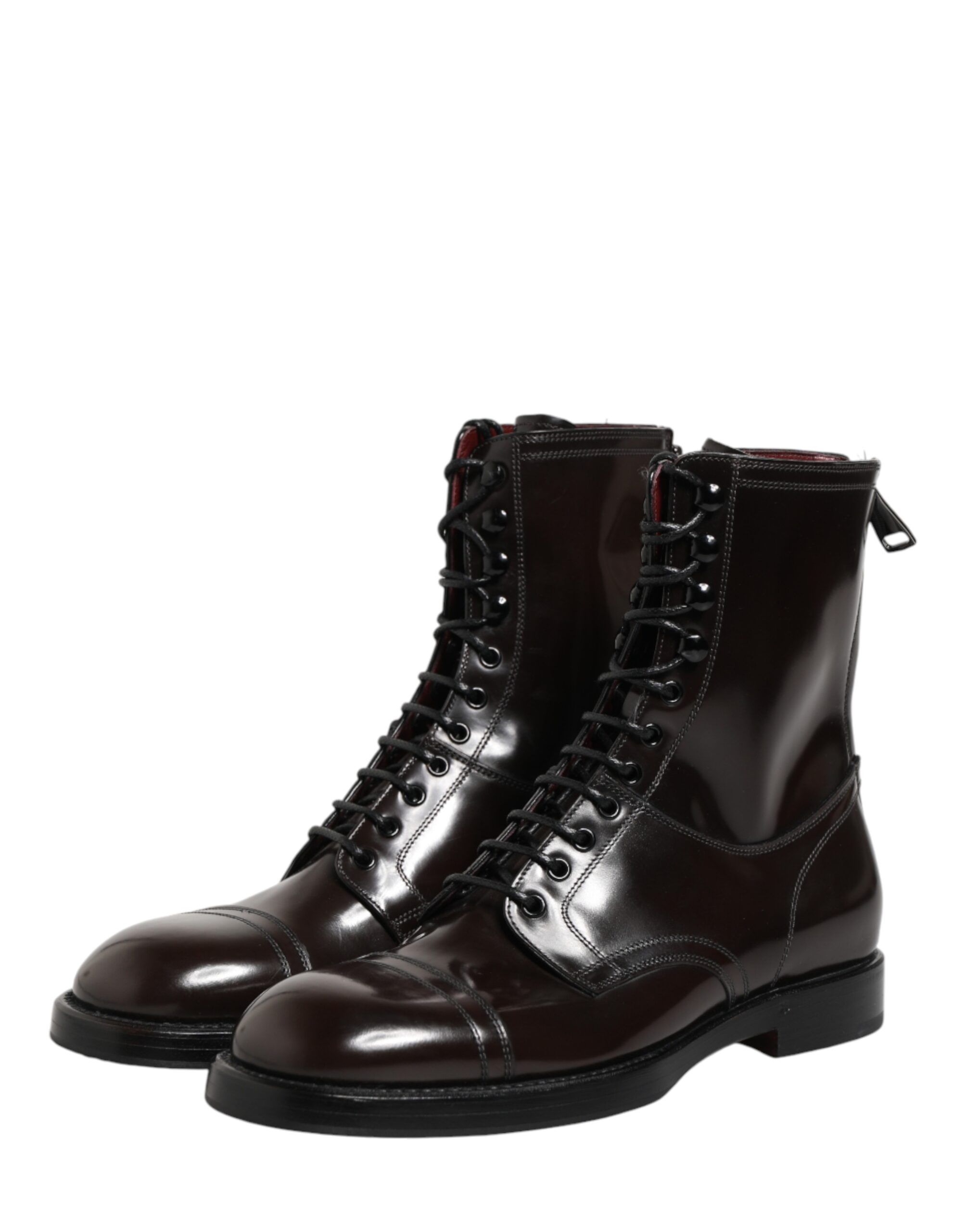 Brown Leather Lace Up Mid Calf Boots Men's Shoes (Pre-Owned) - Dolce & Gabbana - Modalova