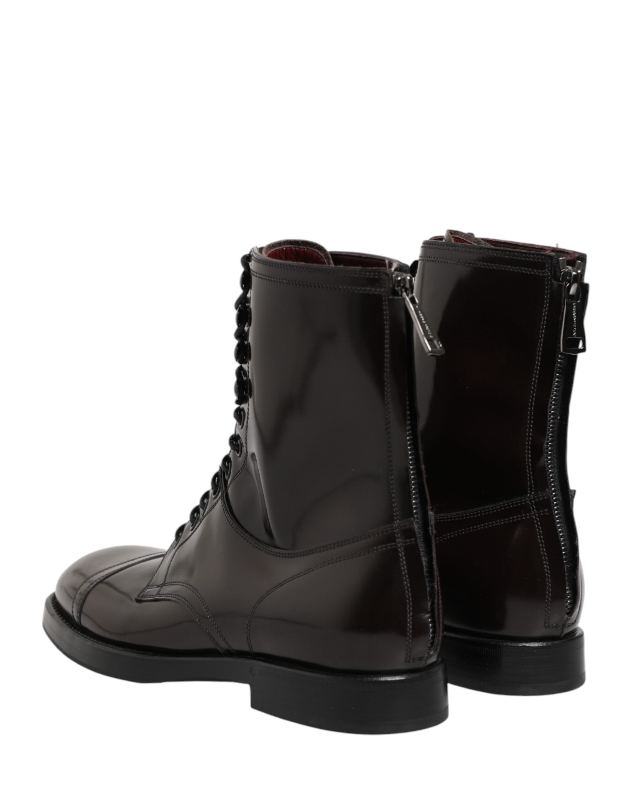 Brown Leather Lace Up Mid Calf Boots Men's Shoes (Pre-Owned) - Dolce & Gabbana - Modalova
