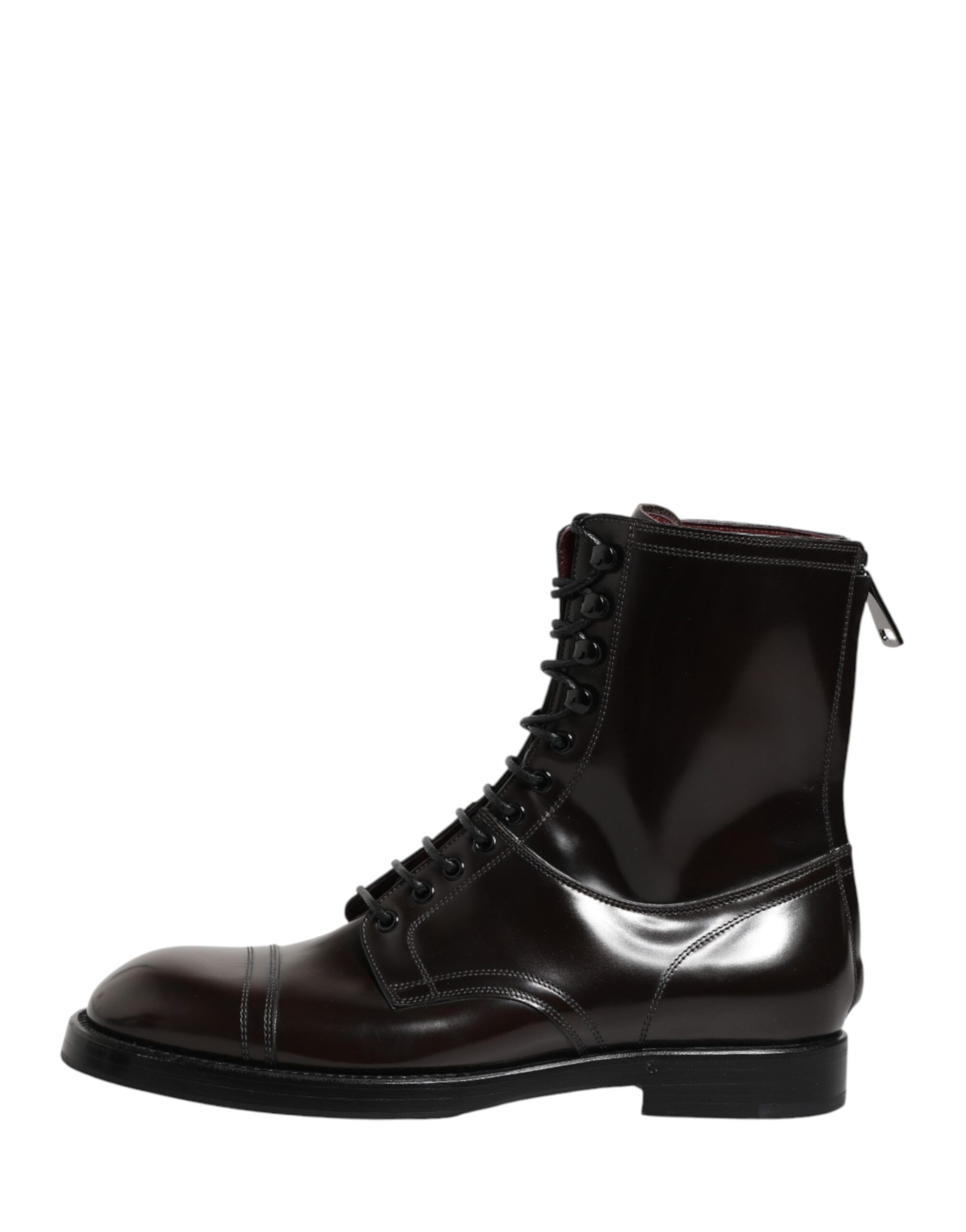 Brown Leather Lace Up Mid Calf Boots Men's Shoes (Pre-Owned) - Dolce & Gabbana - Modalova