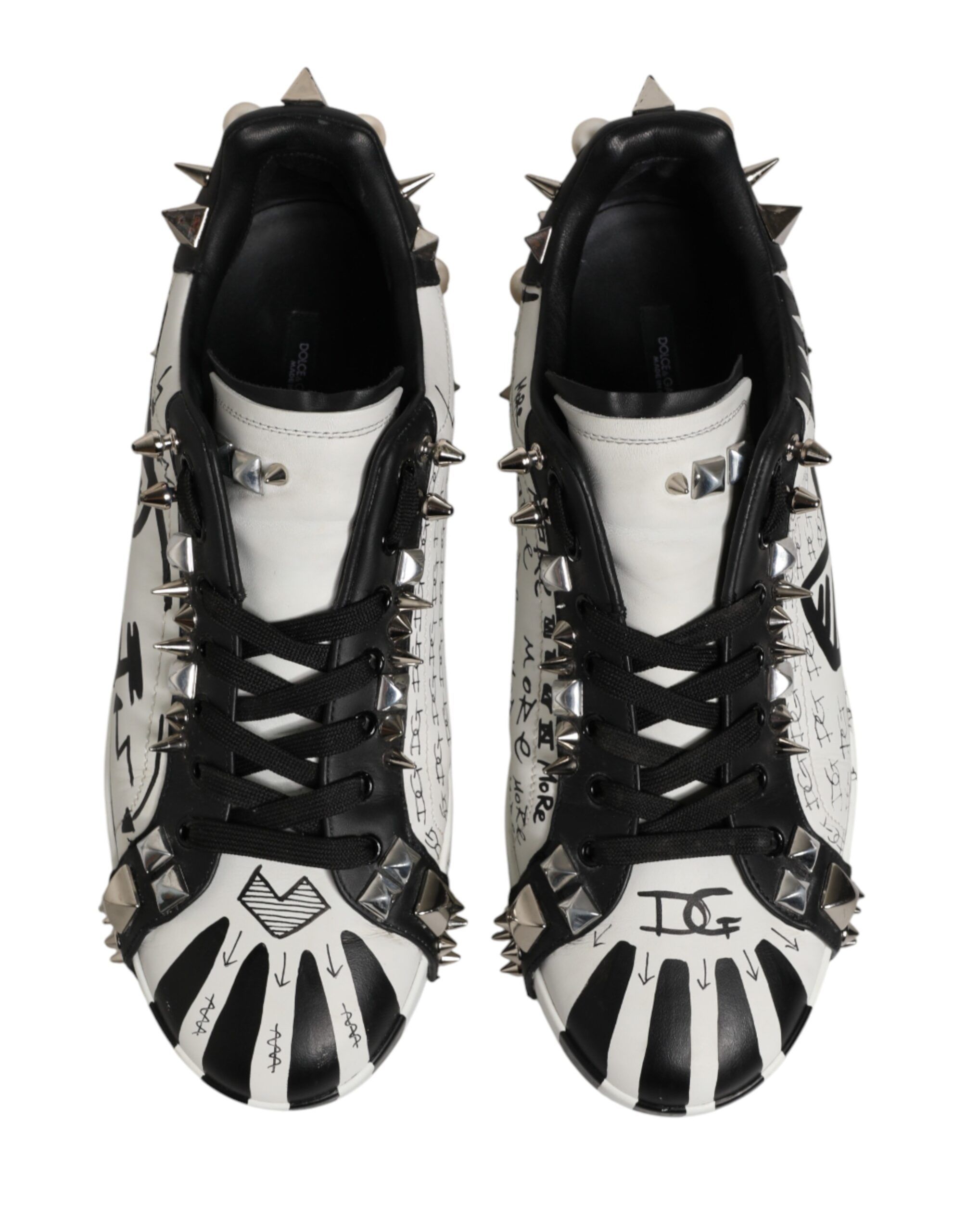 Black White Studded Low Top Sneakers Men's Shoes (Pre-Owned) - Dolce & Gabbana - Modalova