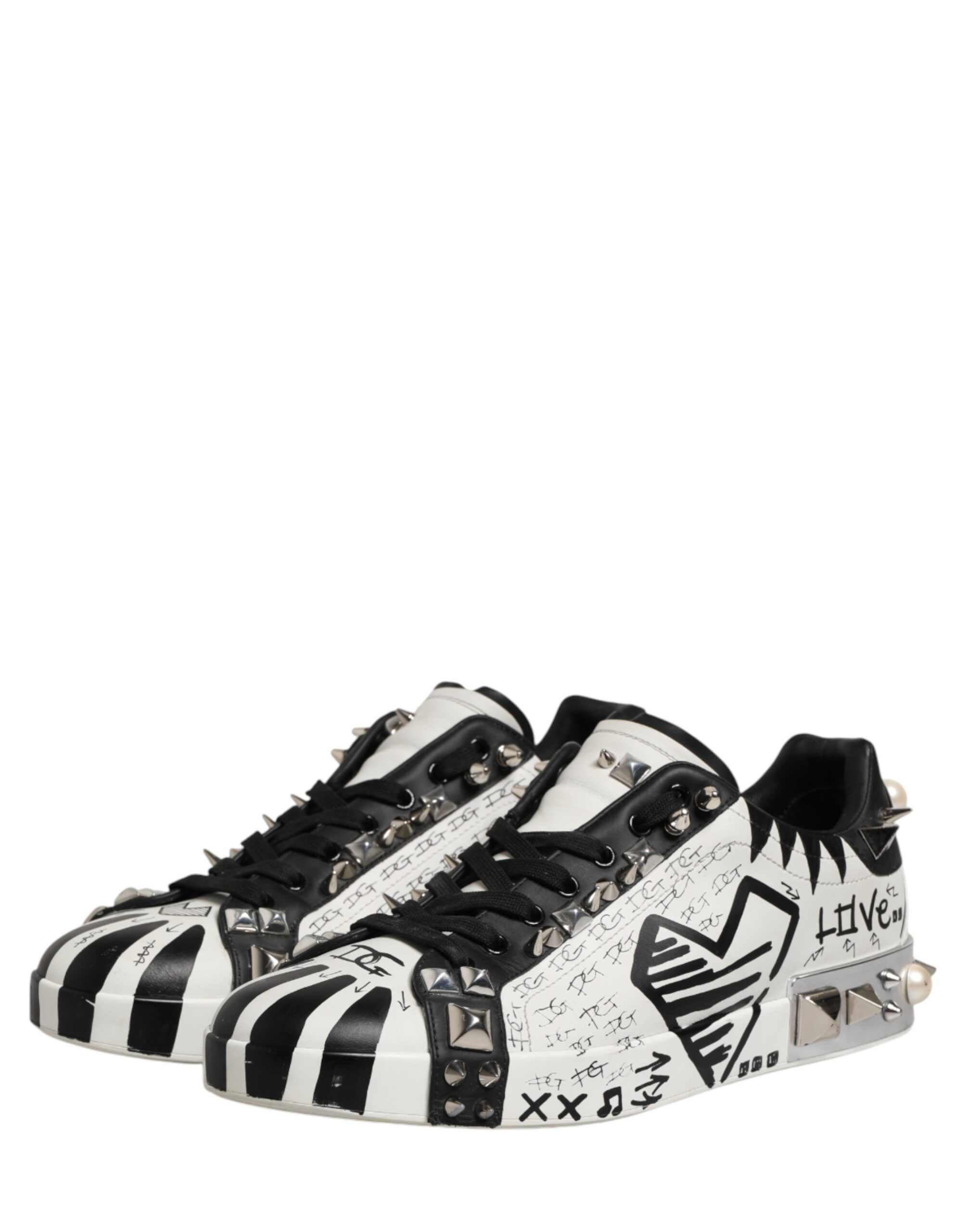Black White Studded Low Top Sneakers Men's Shoes (Pre-Owned) - Dolce & Gabbana - Modalova