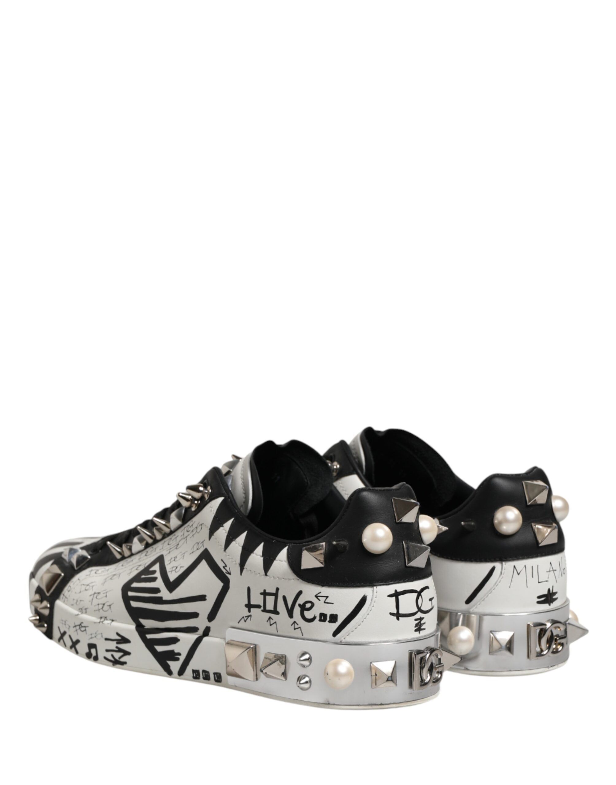 Black White Studded Low Top Sneakers Men's Shoes (Pre-Owned) - Dolce & Gabbana - Modalova