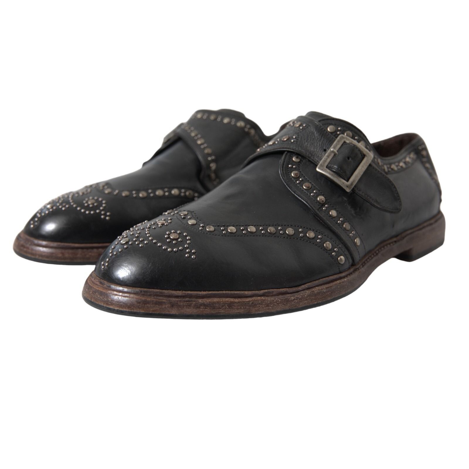 Leather Monk Strap Studded Dress Men's Shoes - Dolce & Gabbana - Modalova