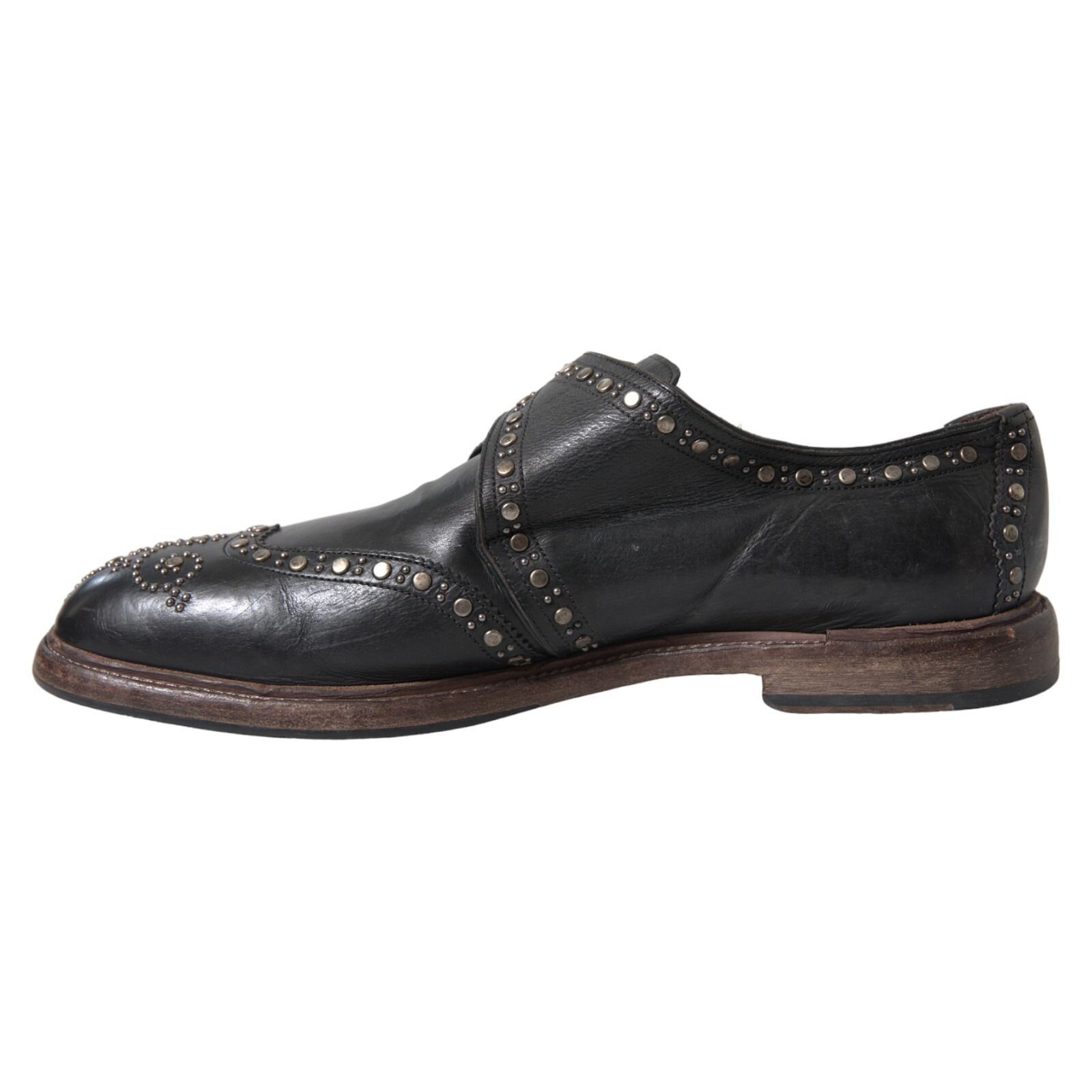 Leather Monk Strap Studded Dress Men's Shoes - Dolce & Gabbana - Modalova