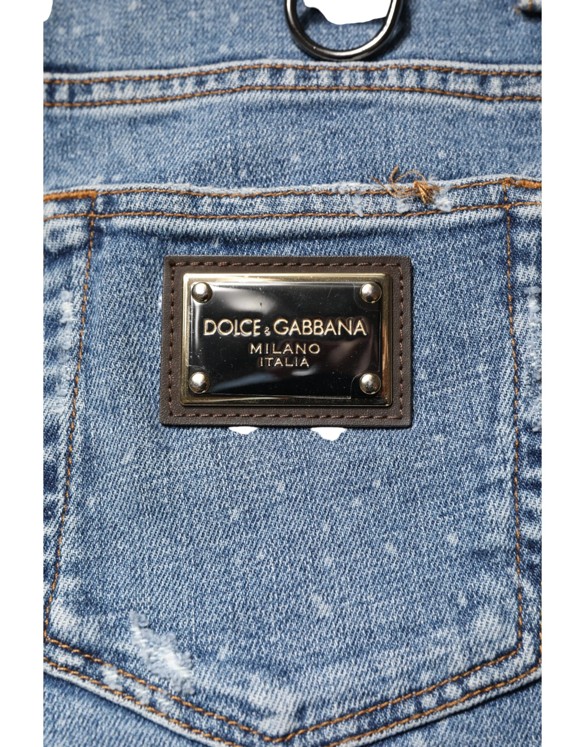Embellished Cotton Skinny Denim Men's Jeans - Dolce & Gabbana - Modalova
