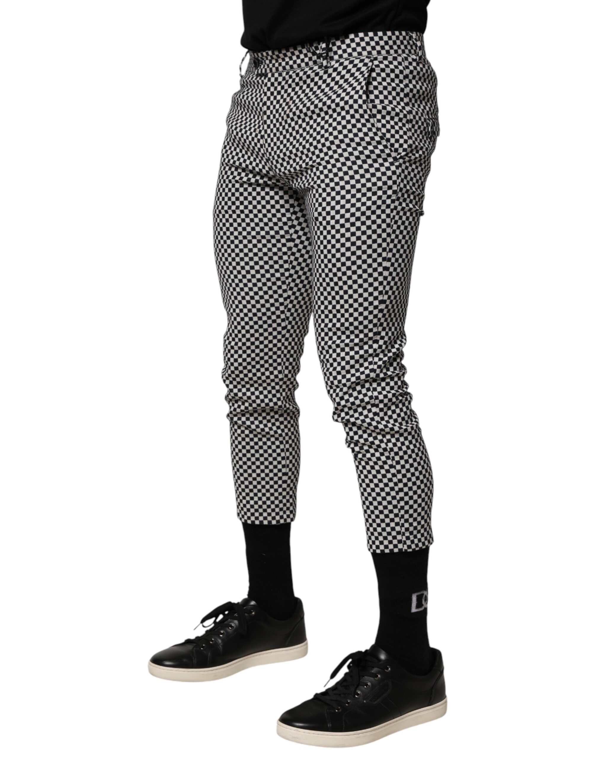 Black White Checkered Men Cropped Men's Pants (Pre-Owned) - Daniele Alessandrini - Modalova