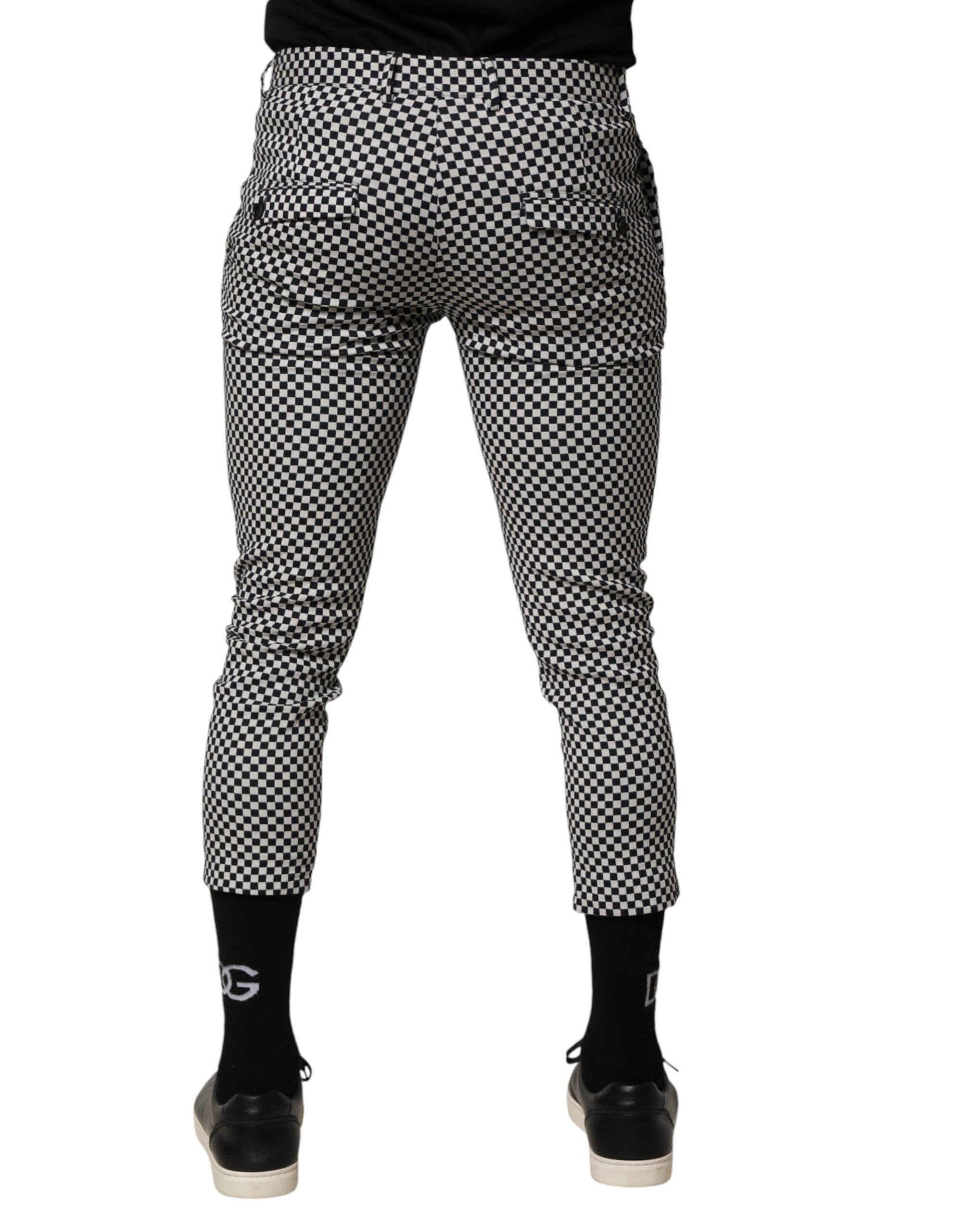 Black White Checkered Men Cropped Men's Pants (Pre-Owned) - Daniele Alessandrini - Modalova