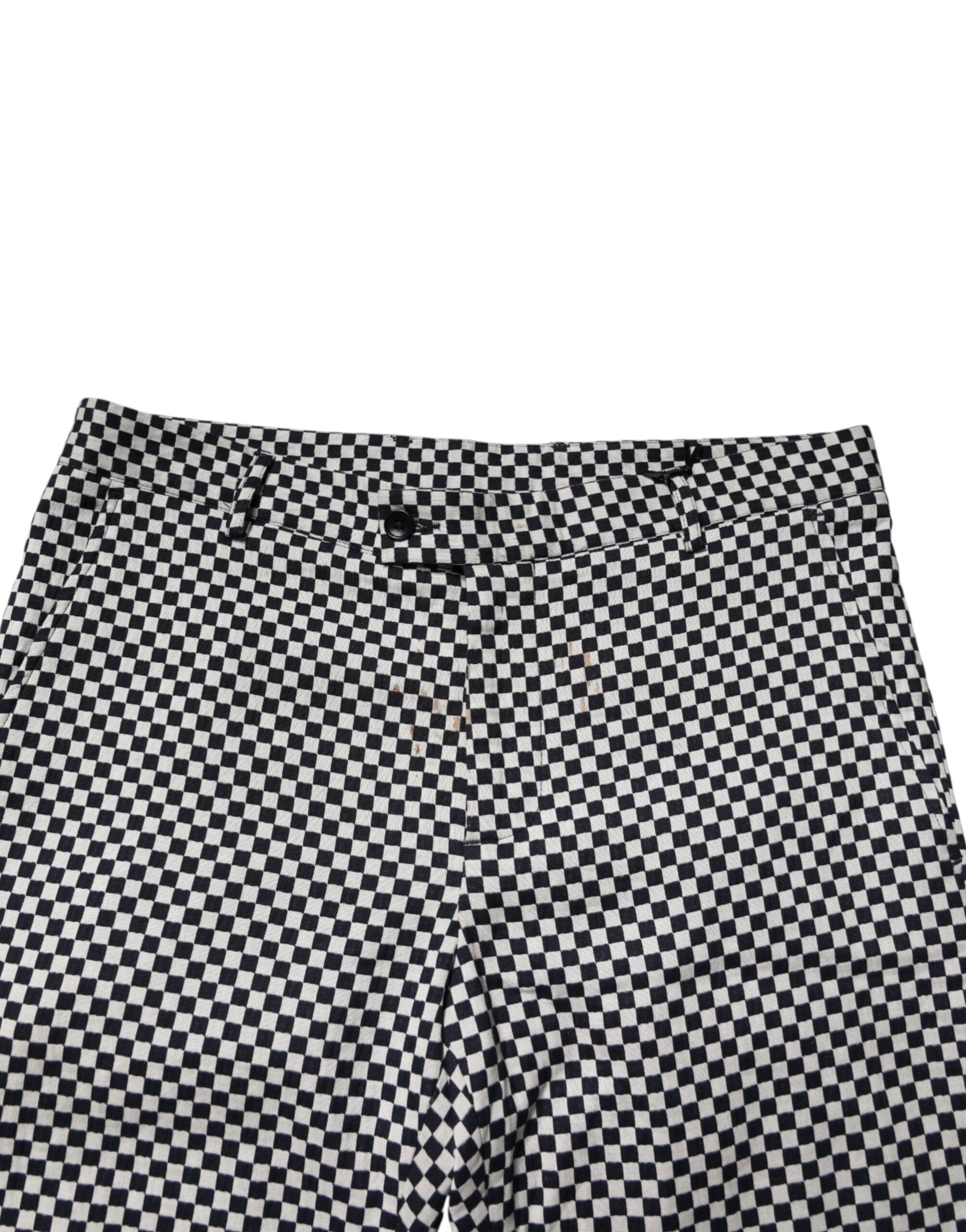 Black White Checkered Men Cropped Men's Pants (Pre-Owned) - Daniele Alessandrini - Modalova