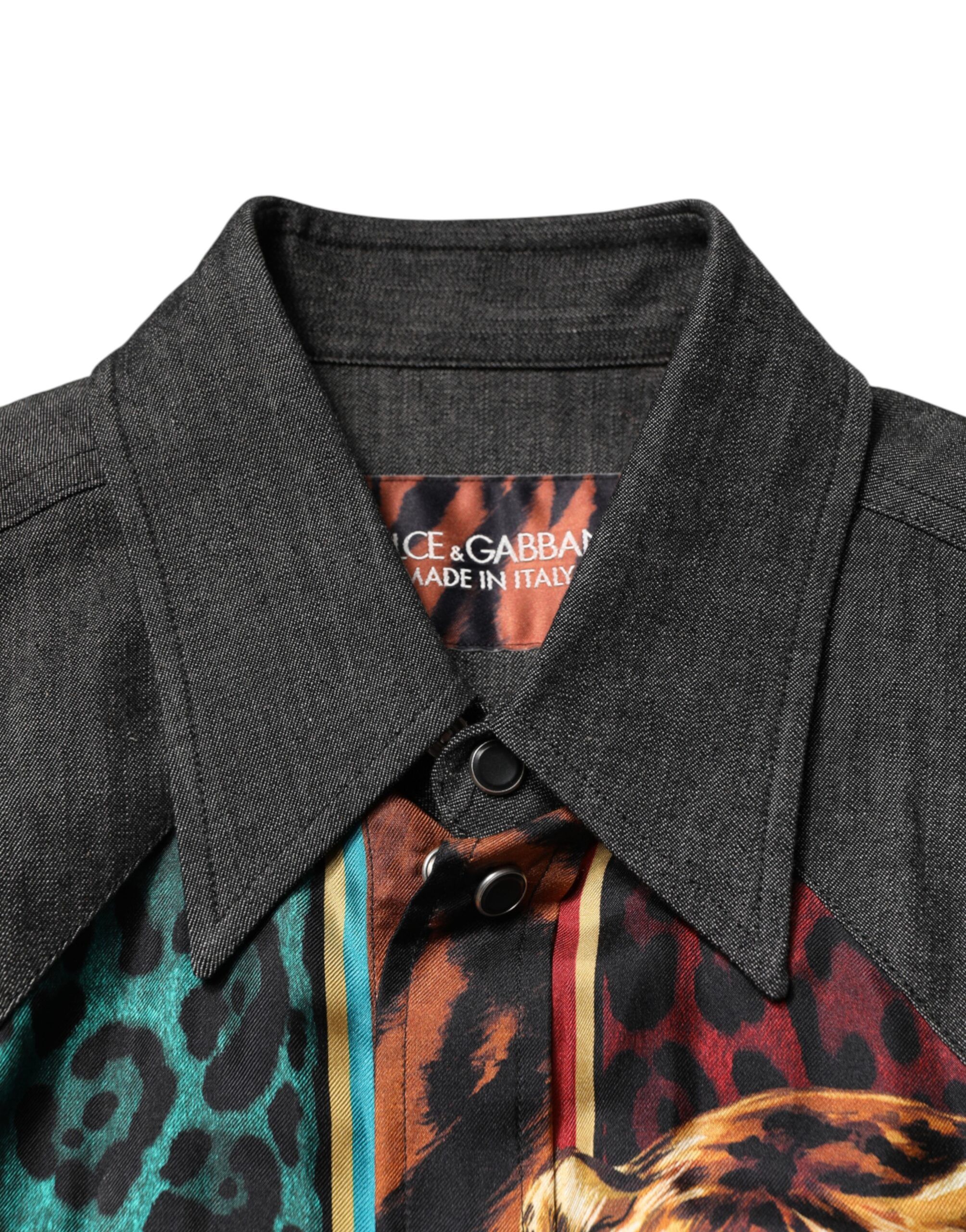 Tiger Leopard Print Silk Men Men's Shirt - Dolce & Gabbana - Modalova