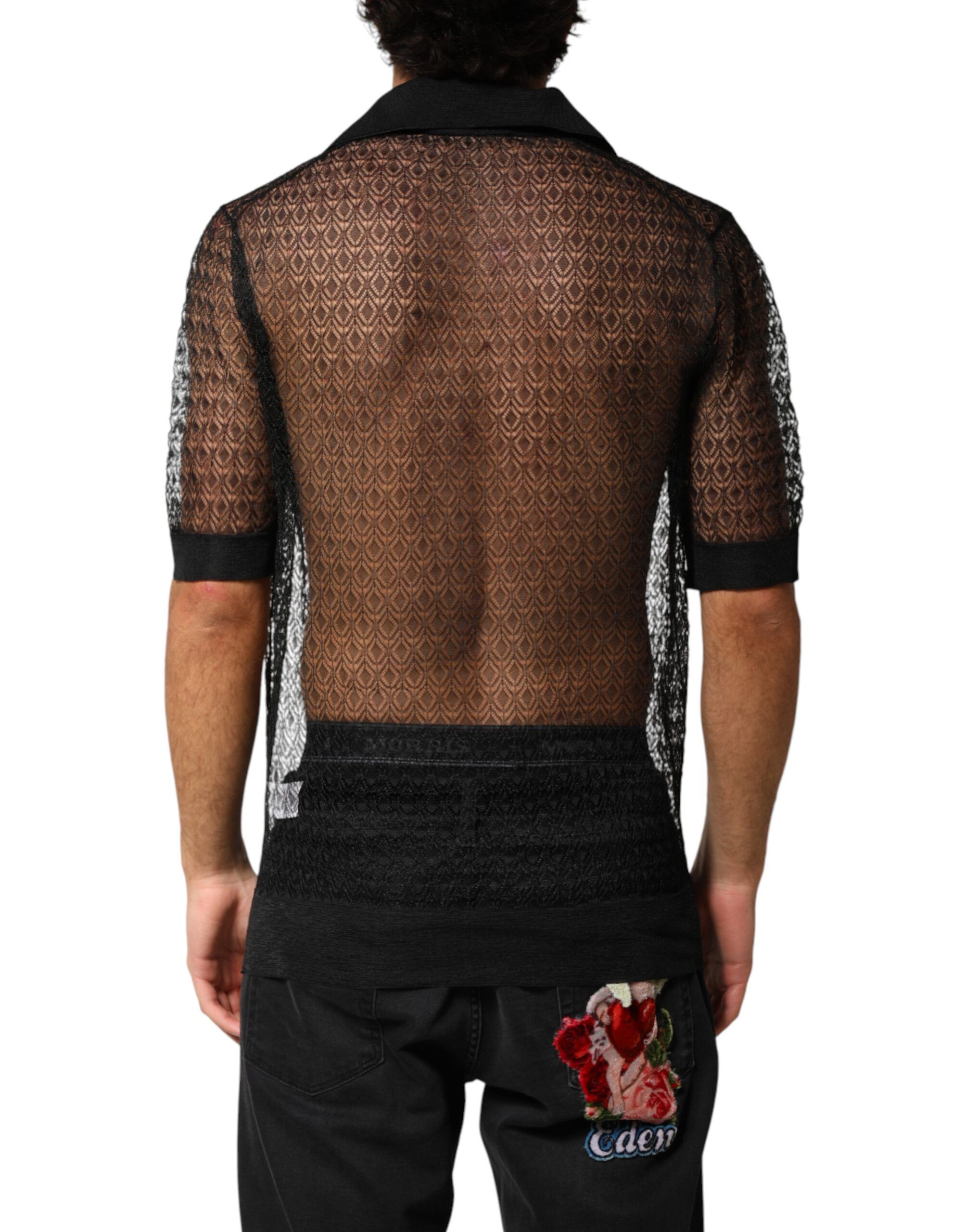 Sheer Short Sleeves Casual Polo Men's Top - Dolce & Gabbana - Modalova