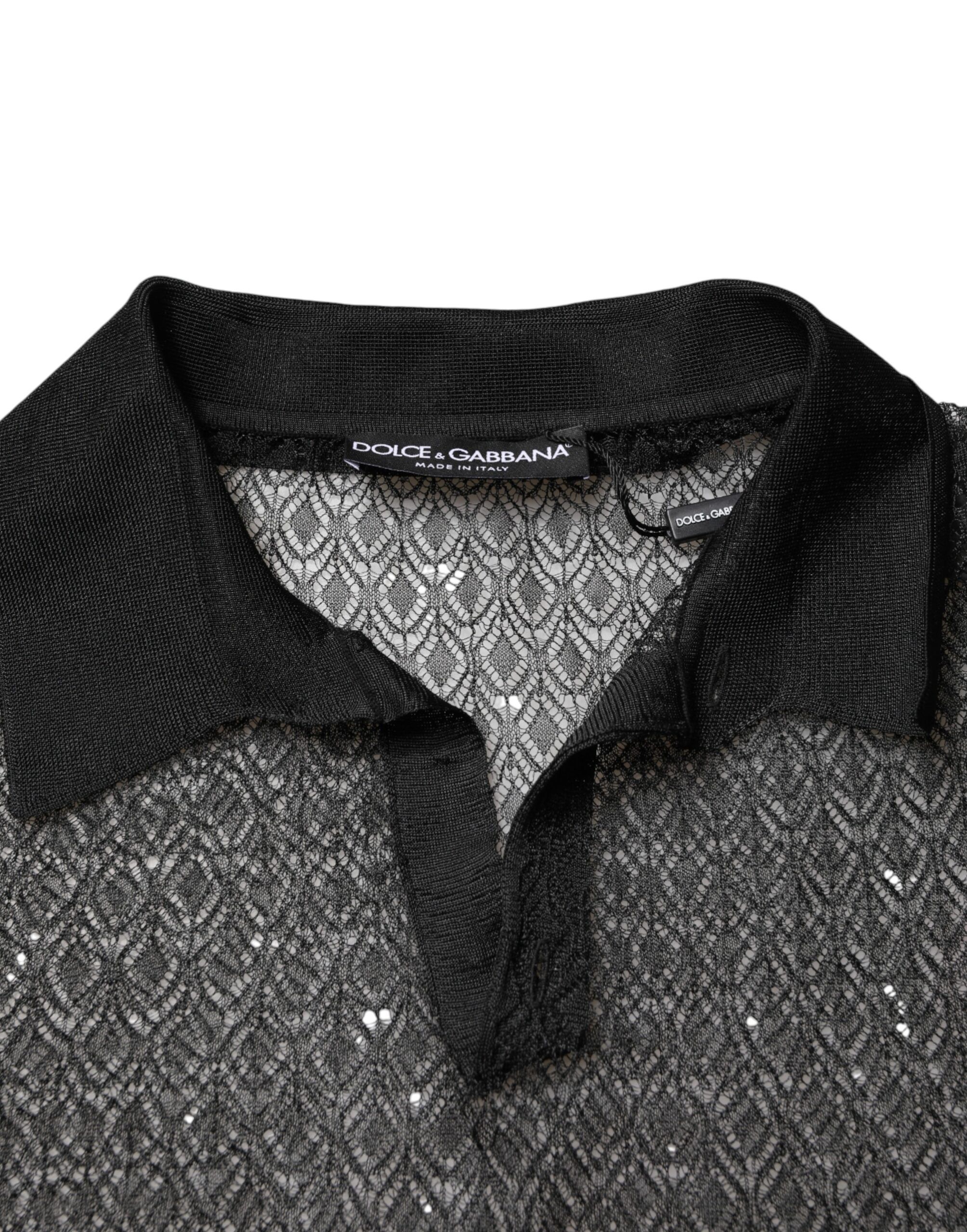 Sheer Short Sleeves Casual Polo Men's Top - Dolce & Gabbana - Modalova