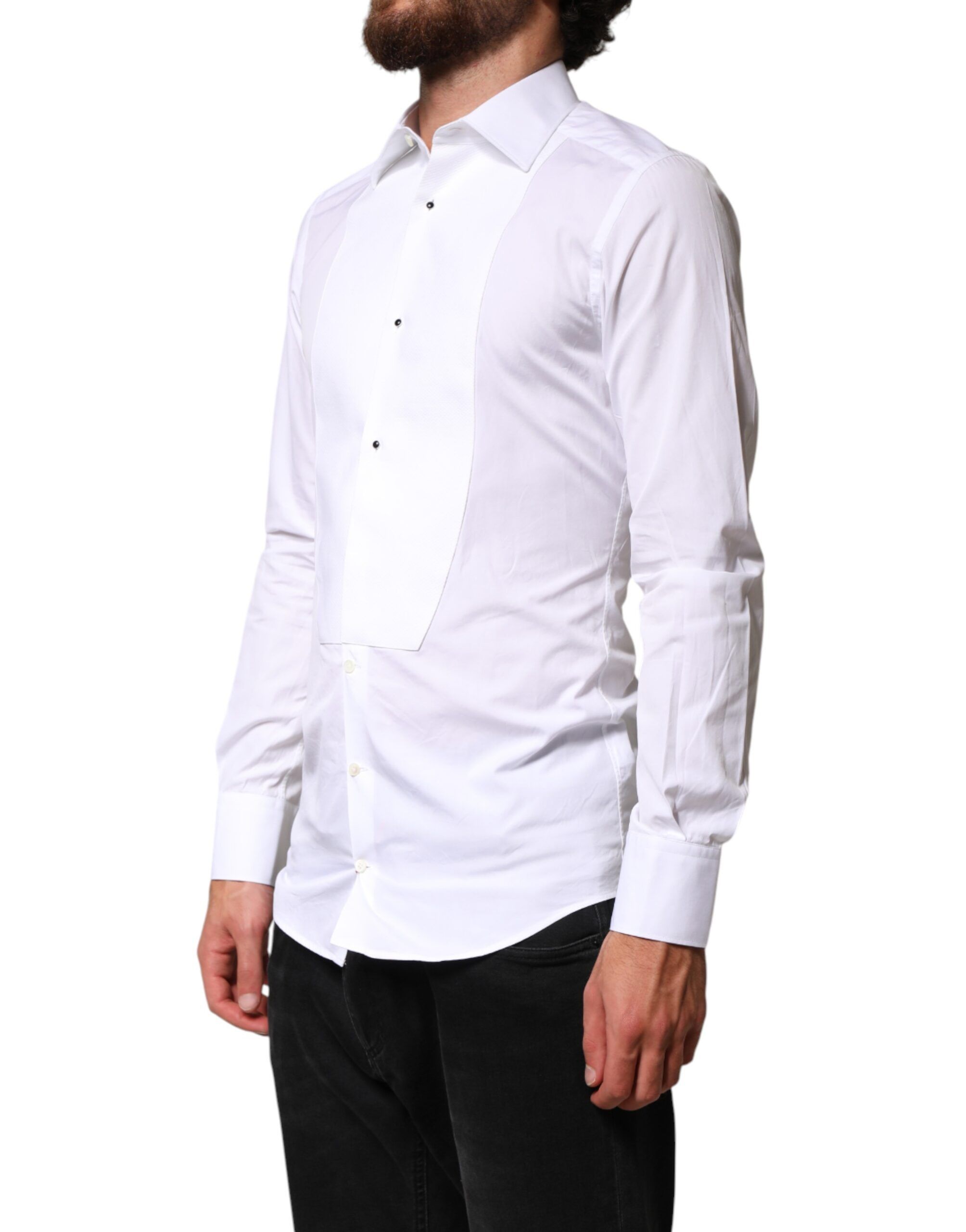 Cotton GOLD Collared Dress Bib Formal Men's Shirt - Dolce & Gabbana - Modalova