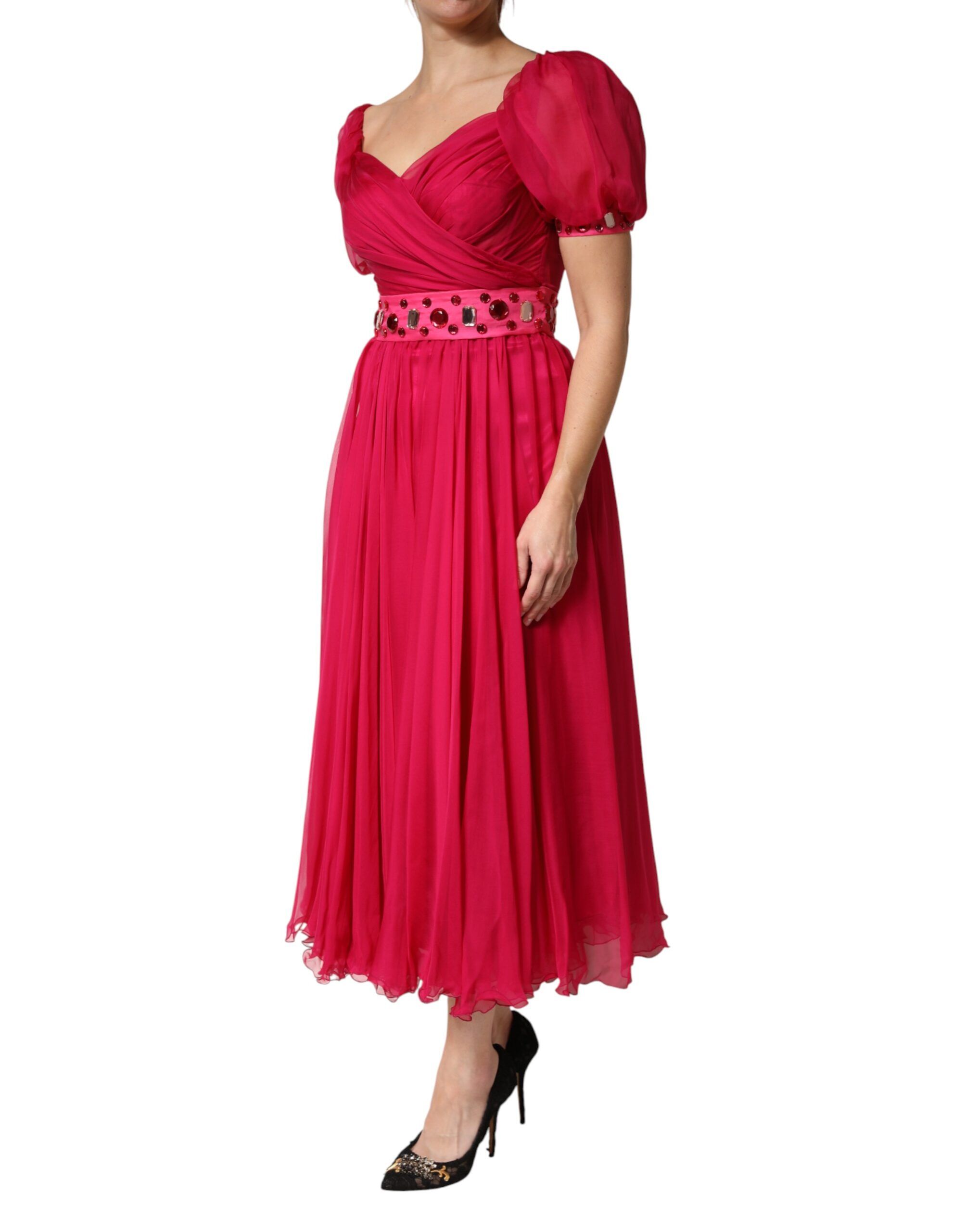 Silk Embellished A-line Midi Women's Dress (Pre-Owned) - Dolce & Gabbana - Modalova
