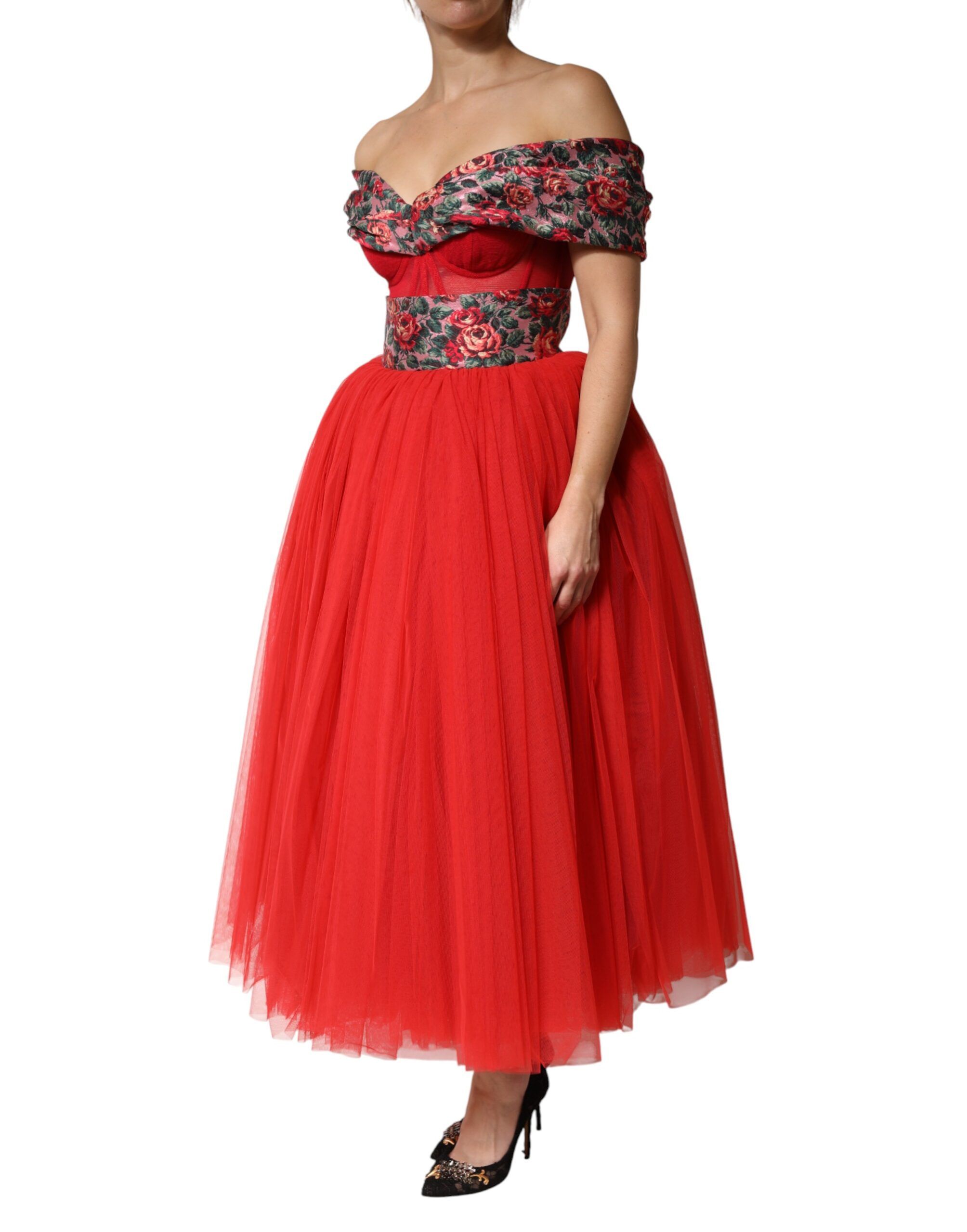 Floral Off Shoulder A-line Gown Women's Dress - Dolce & Gabbana - Modalova