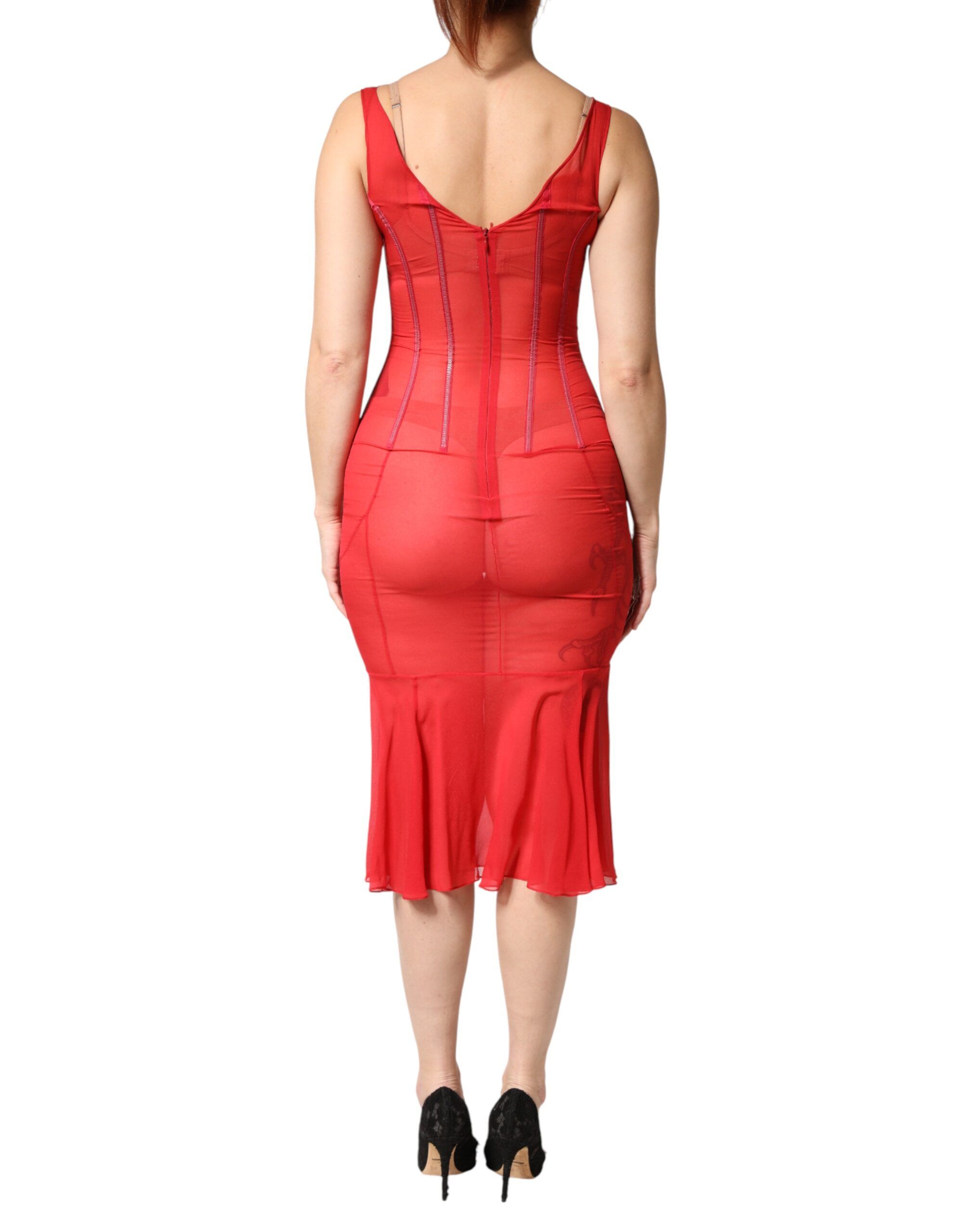 Silk Sleeveless Sheath V-neck Midi Women's Dress (Pre-Owned) - Dolce & Gabbana - Modalova