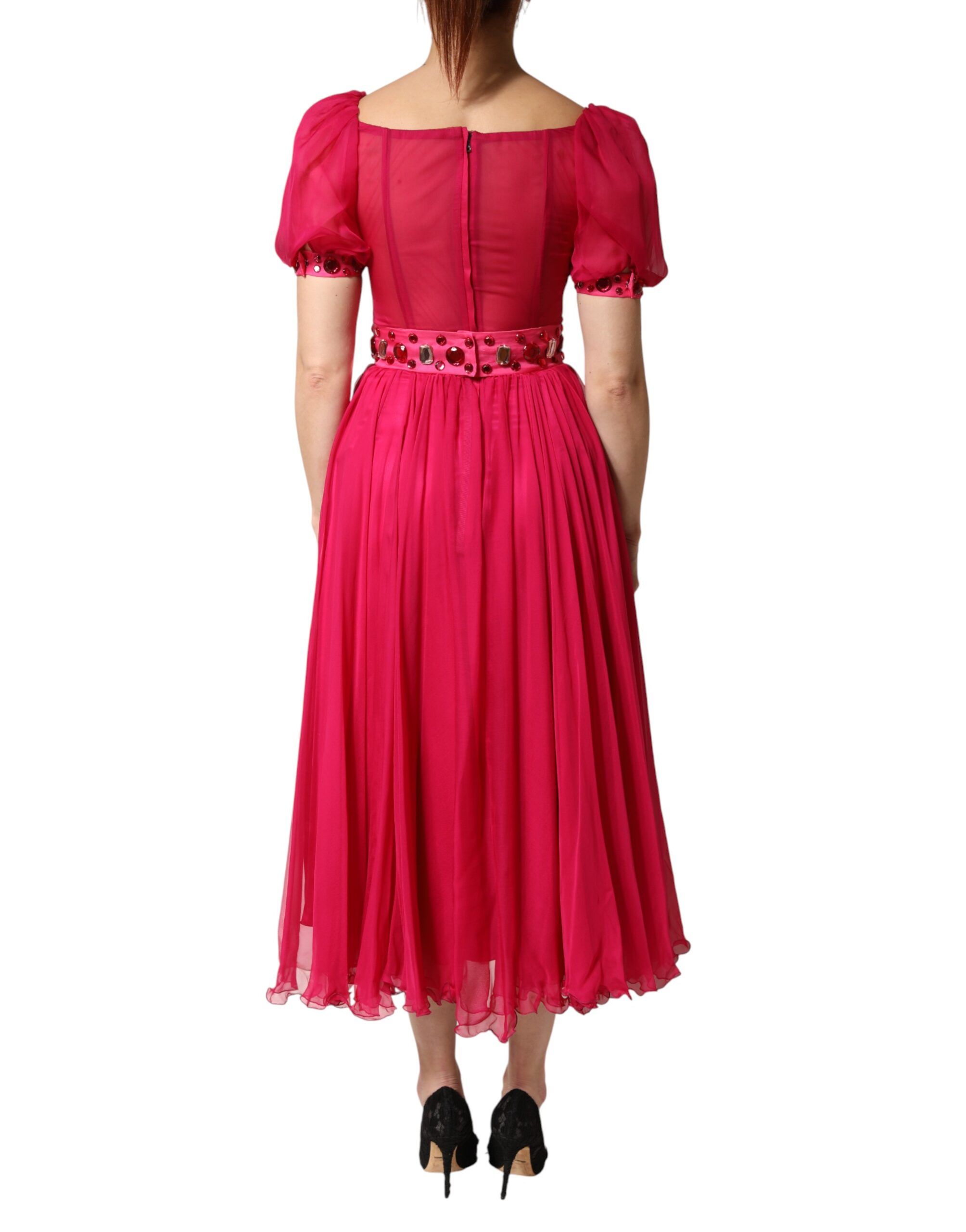 Silk Embellished A-line Midi Women's Dress (Pre-Owned) - Dolce & Gabbana - Modalova
