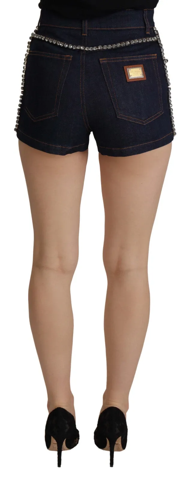 Denim Stretch Crystal Hot Pants Women's Shorts (Pre-Owned) - Dolce & Gabbana - Modalova
