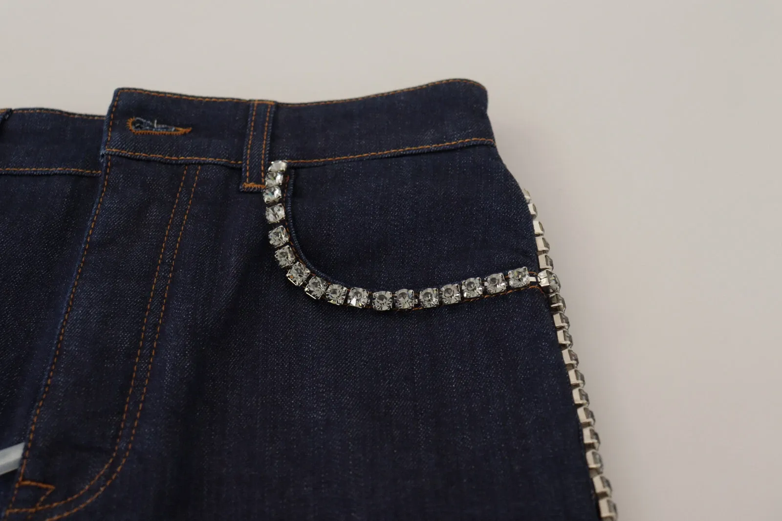 Denim Stretch Crystal Hot Pants Women's Shorts (Pre-Owned) - Dolce & Gabbana - Modalova