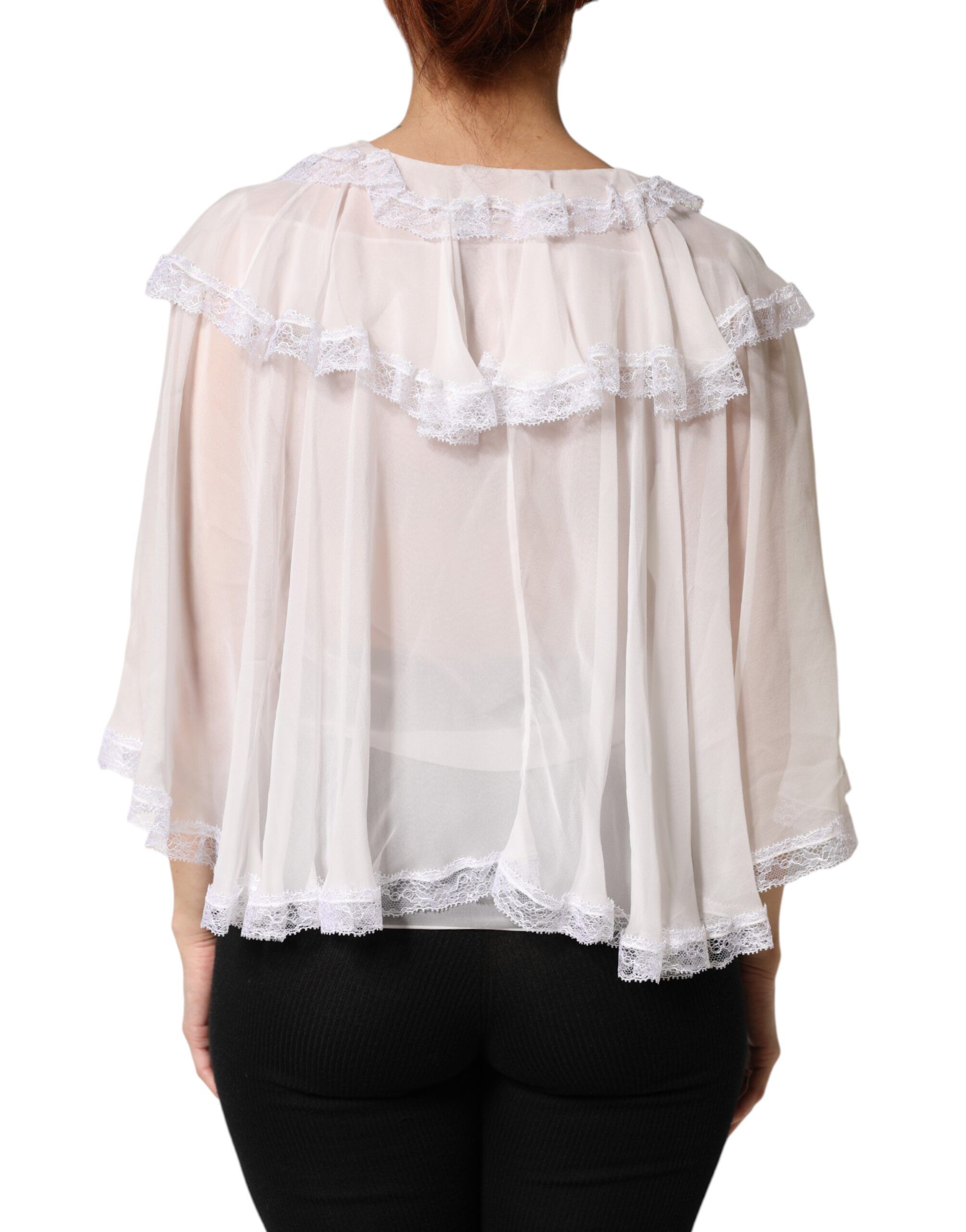 Ruffles Lace Long Sleeve Blouse Women's Top (Pre-Owned) - Dolce & Gabbana - Modalova