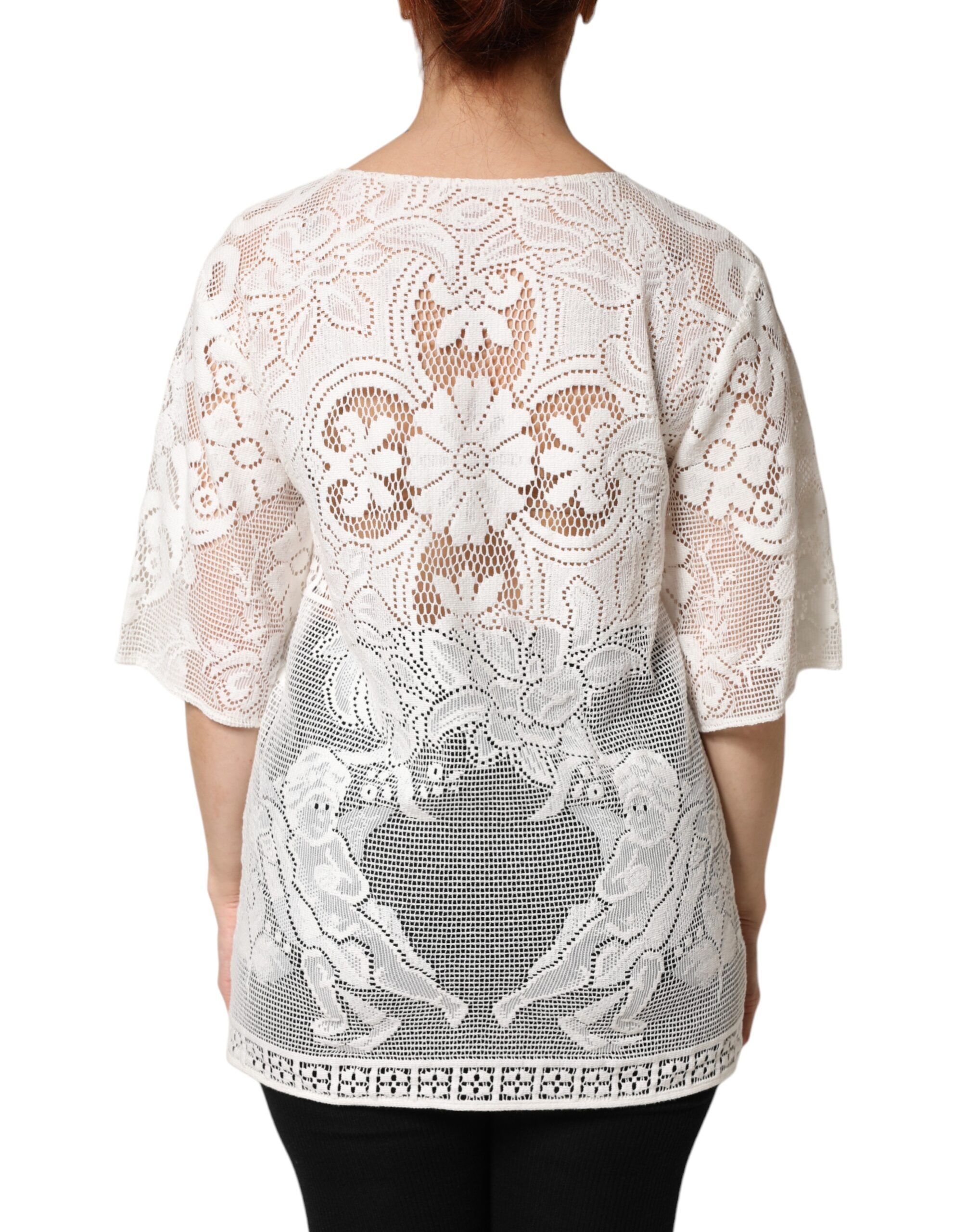 Embroidery Lace Cotton Blouse Women's Top - Dolce & Gabbana - Modalova