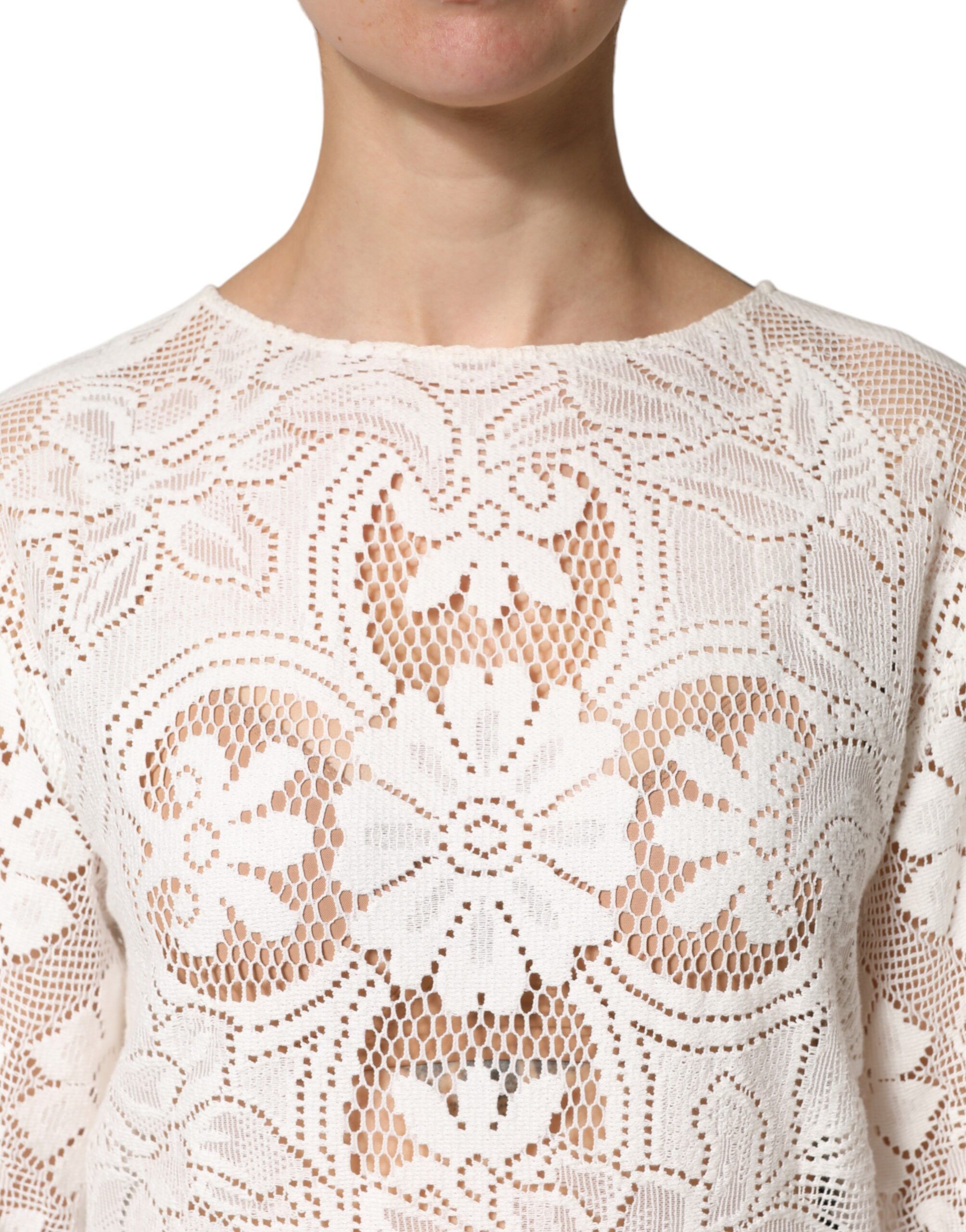 Embroidery Lace Cotton Blouse Women's Top - Dolce & Gabbana - Modalova