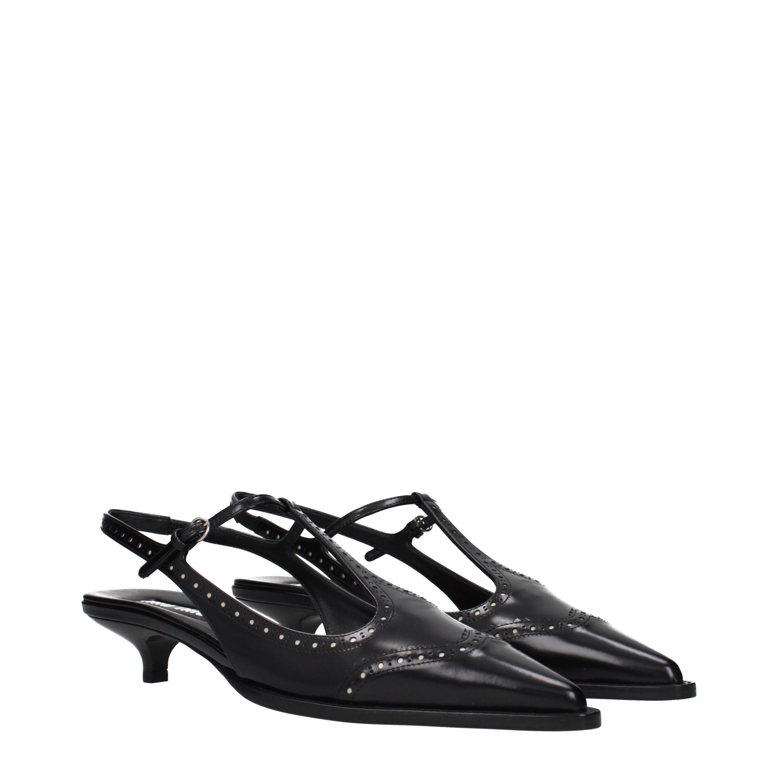 Leather Mid Heel Women's Pumps - Miu Miu - Modalova