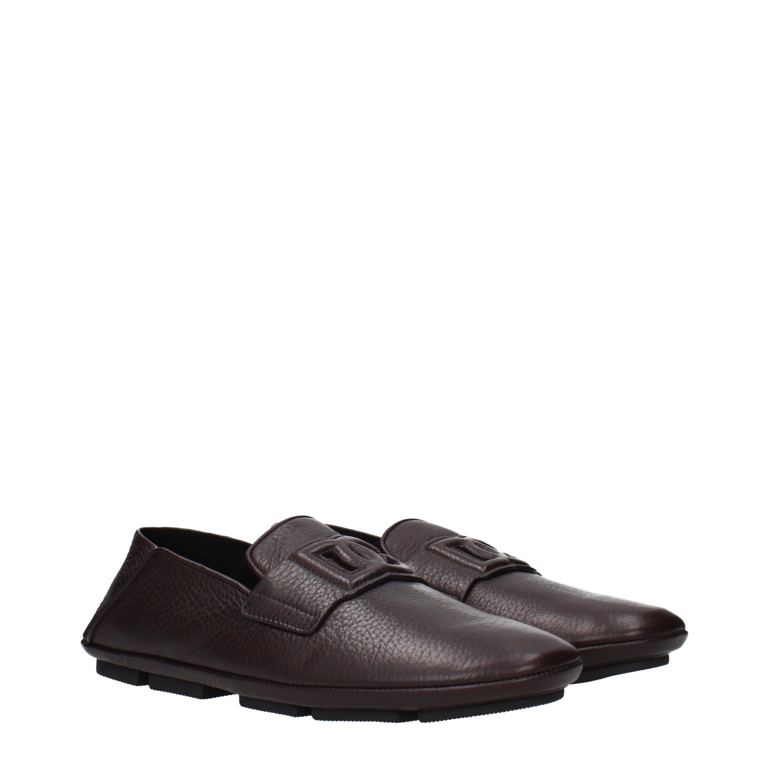 Leather Slip-On Men's Loafers - Dolce & Gabbana - Modalova