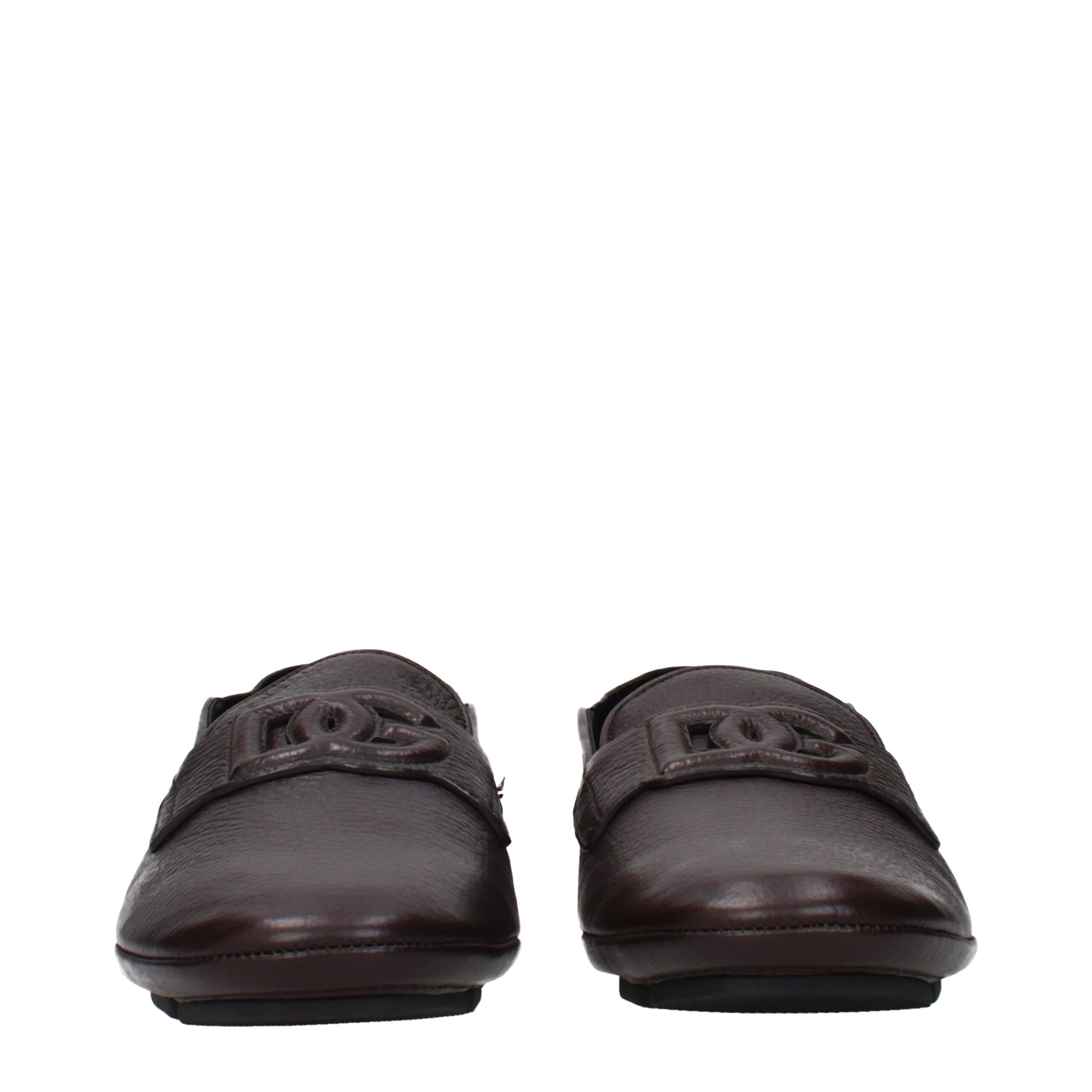 Leather Slip-On Men's Loafers - Dolce & Gabbana - Modalova