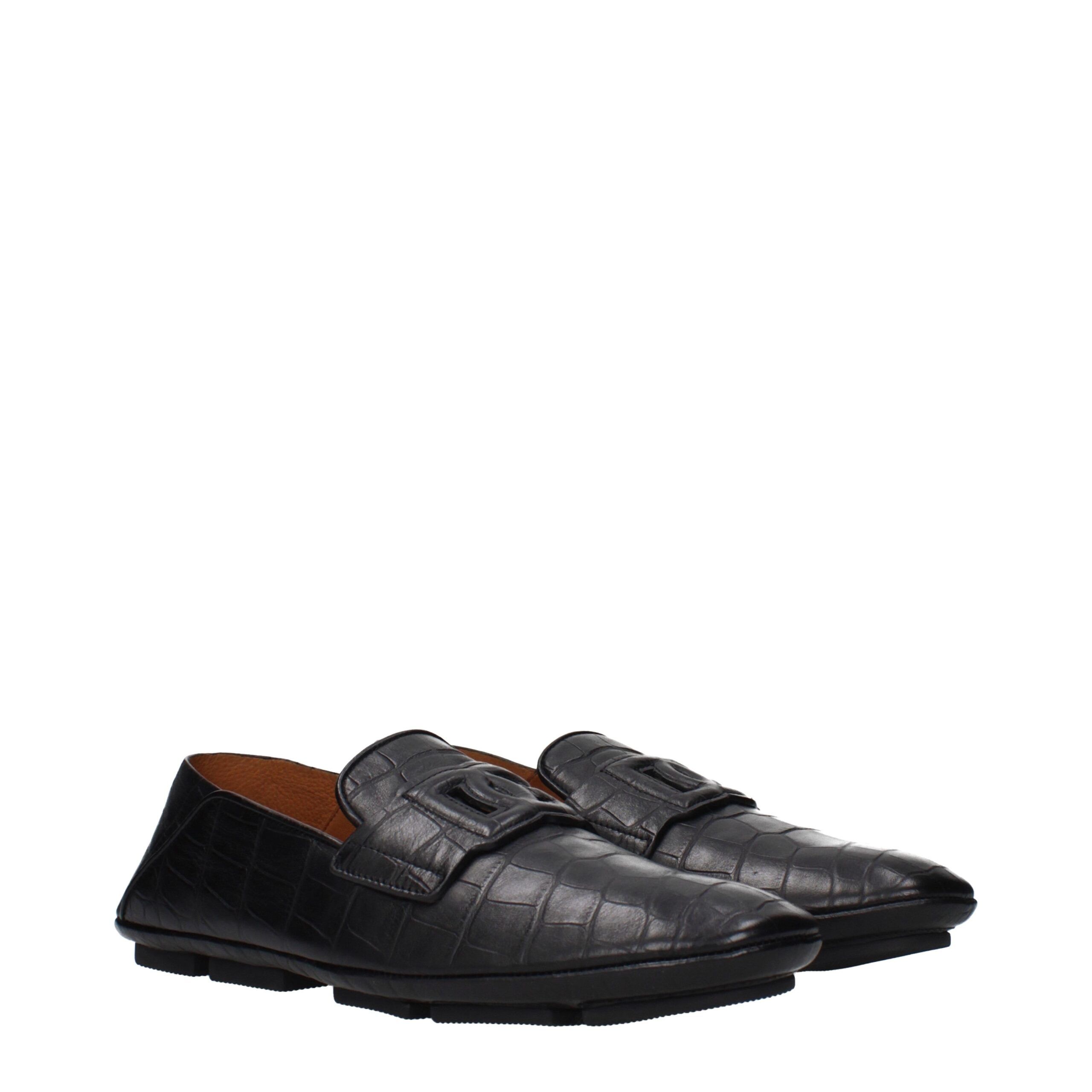 Leather Slip-On Men's Loafers - Dolce & Gabbana - Modalova