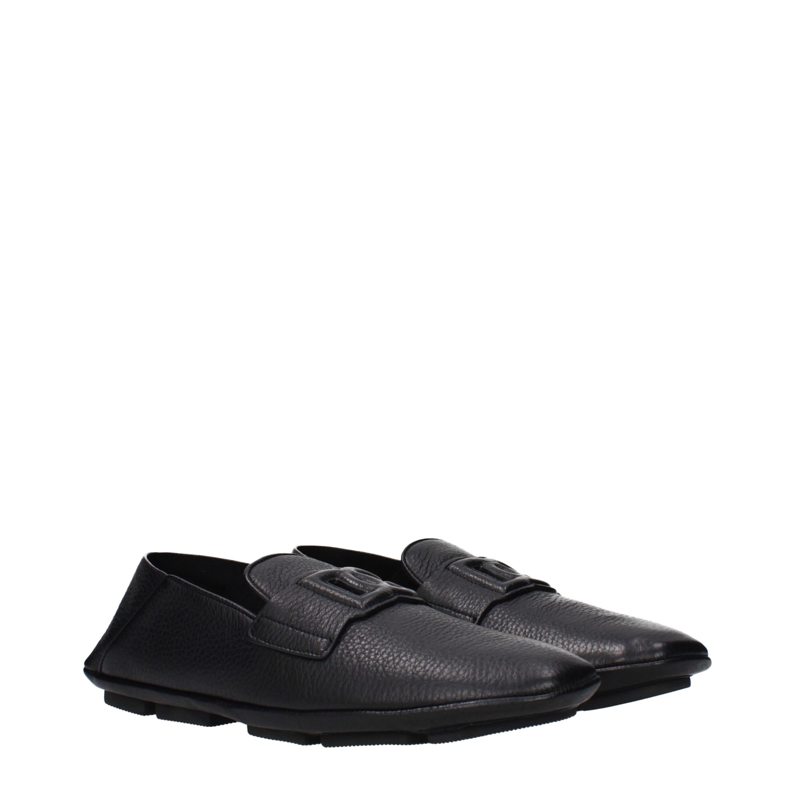 Leather Slip-On Men's Loafers - Dolce & Gabbana - Modalova