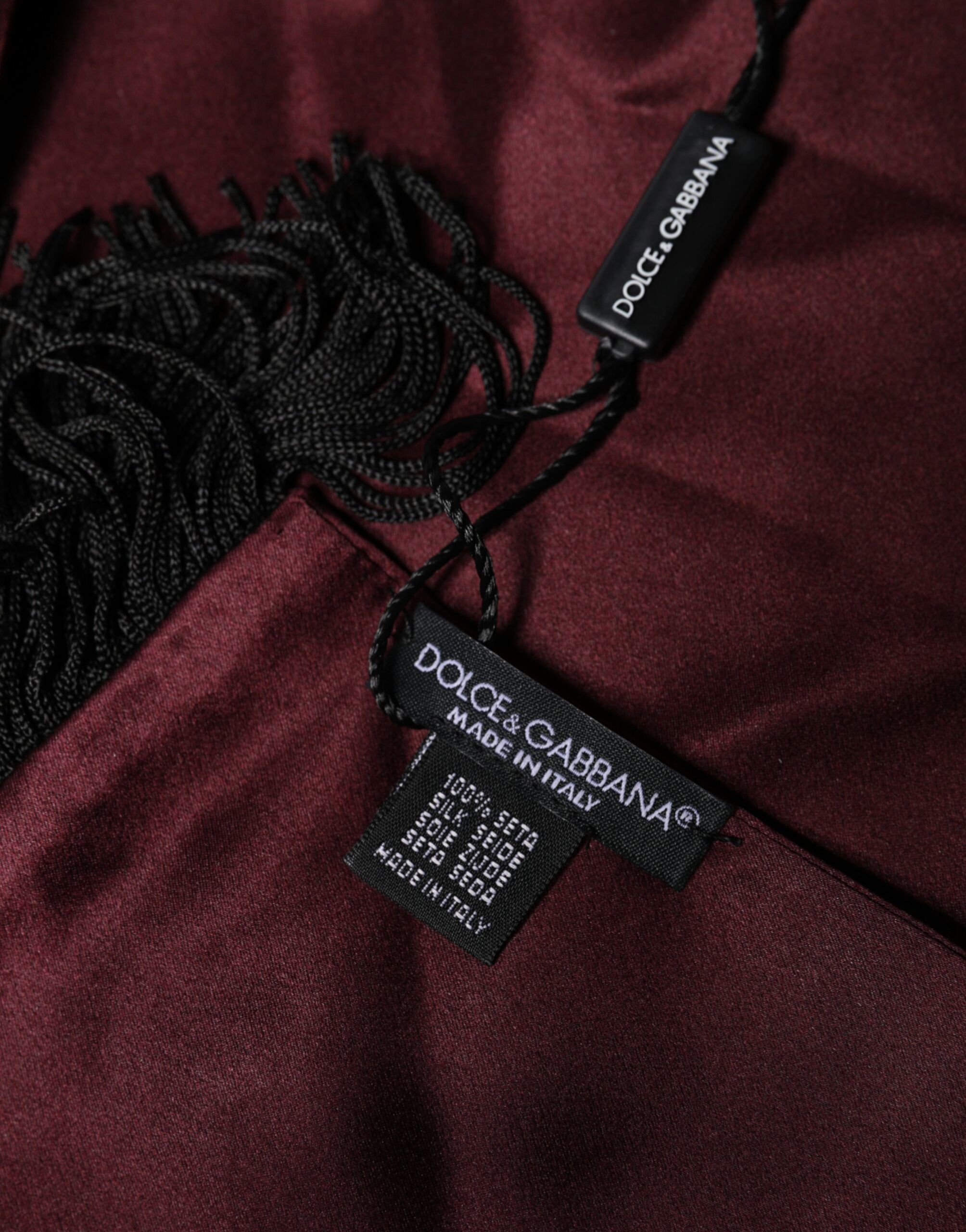 Silk Satin Fringes Neck Foulard Men's Scarf - Dolce & Gabbana - Modalova