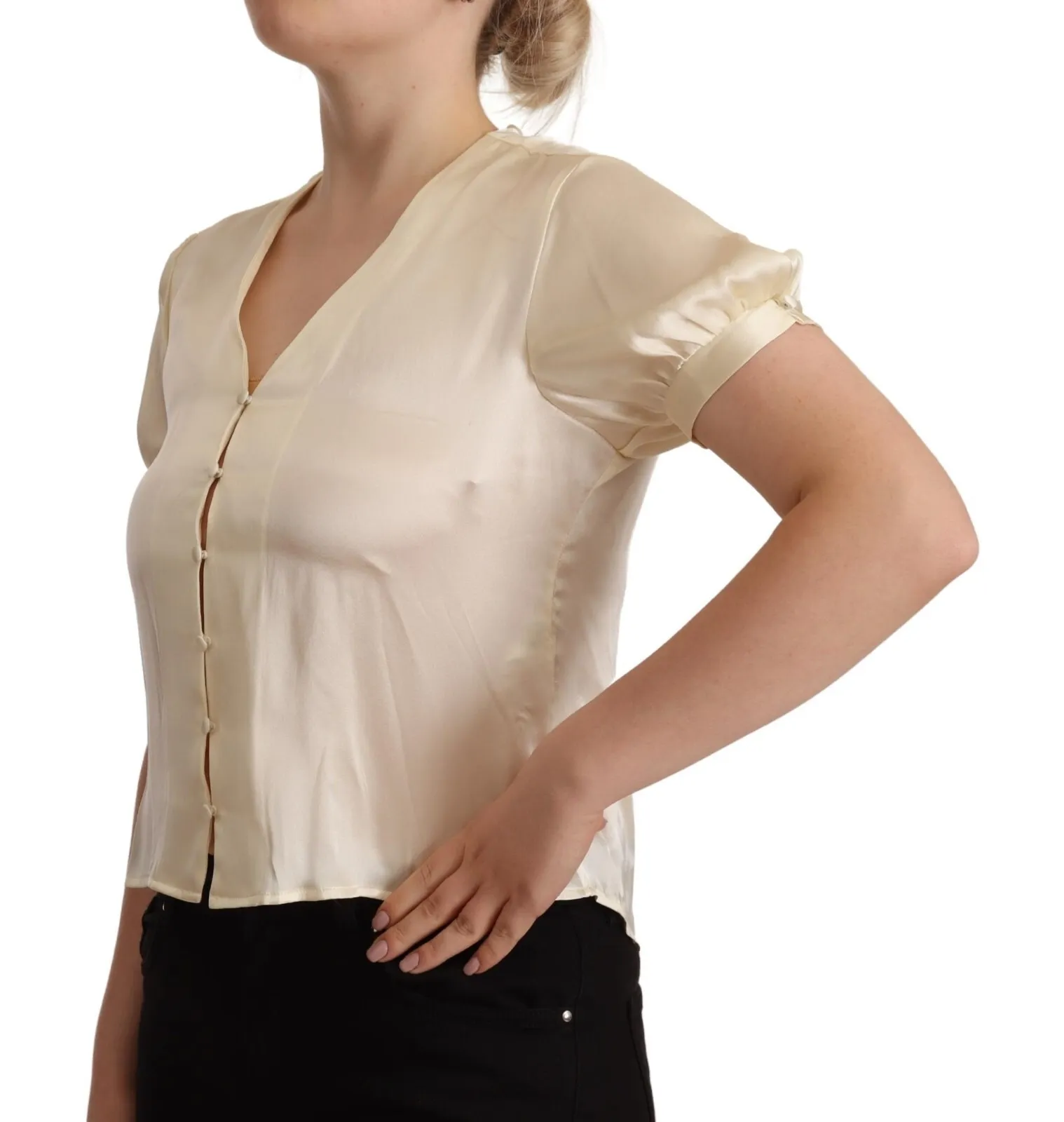 Blouse Silk Short Sleeves V-neck Women's Top (Pre-Owned) - L'Autre Chose - Modalova