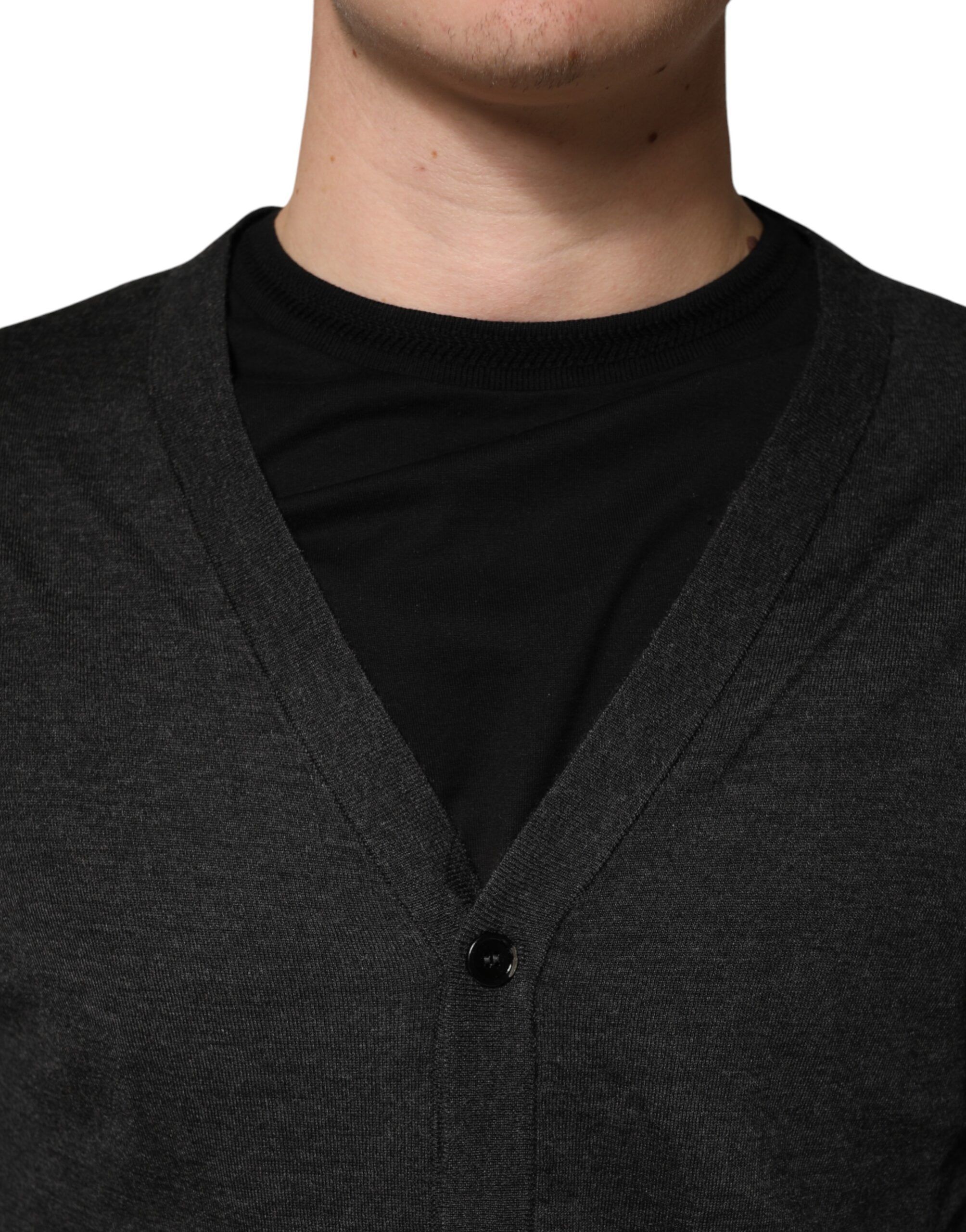 Black Cashmere Buttoned Men Cardigan Men's Sweater (Pre-Owned) - Dolce & Gabbana - Modalova