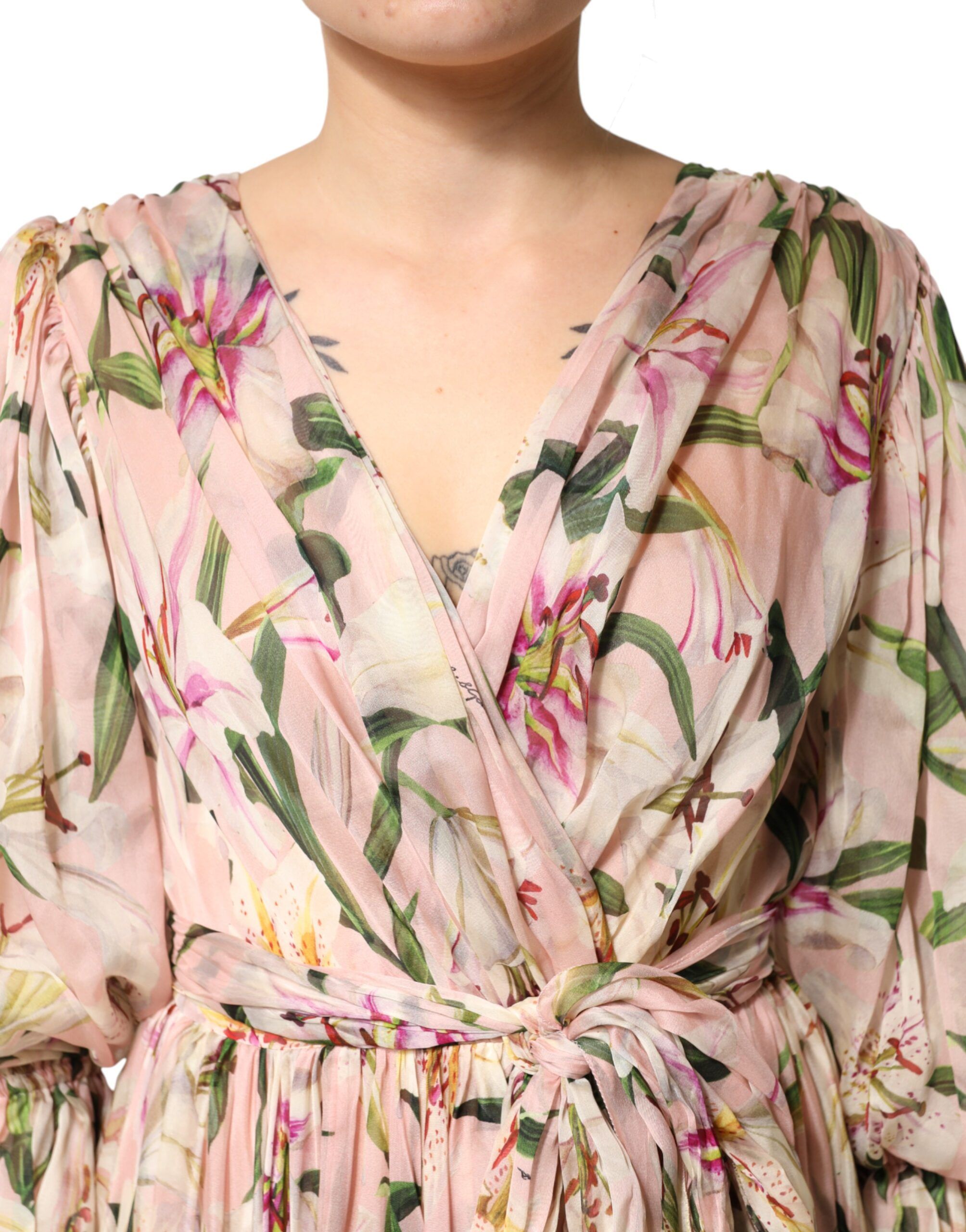 Lily Print A-line Pleated Maxi Women's Dress - Dolce & Gabbana - Modalova