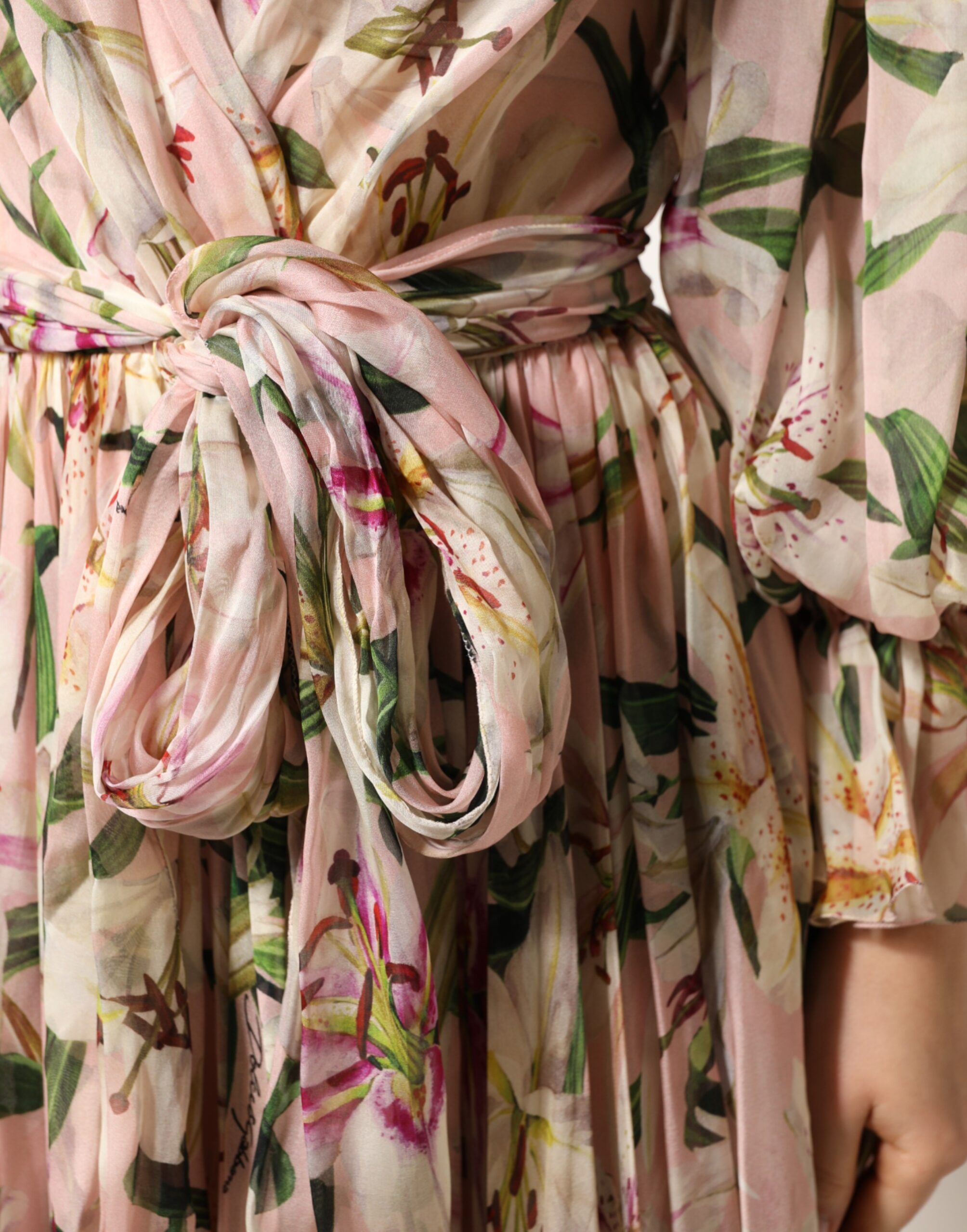 Lily Print A-line Pleated Maxi Women's Dress - Dolce & Gabbana - Modalova