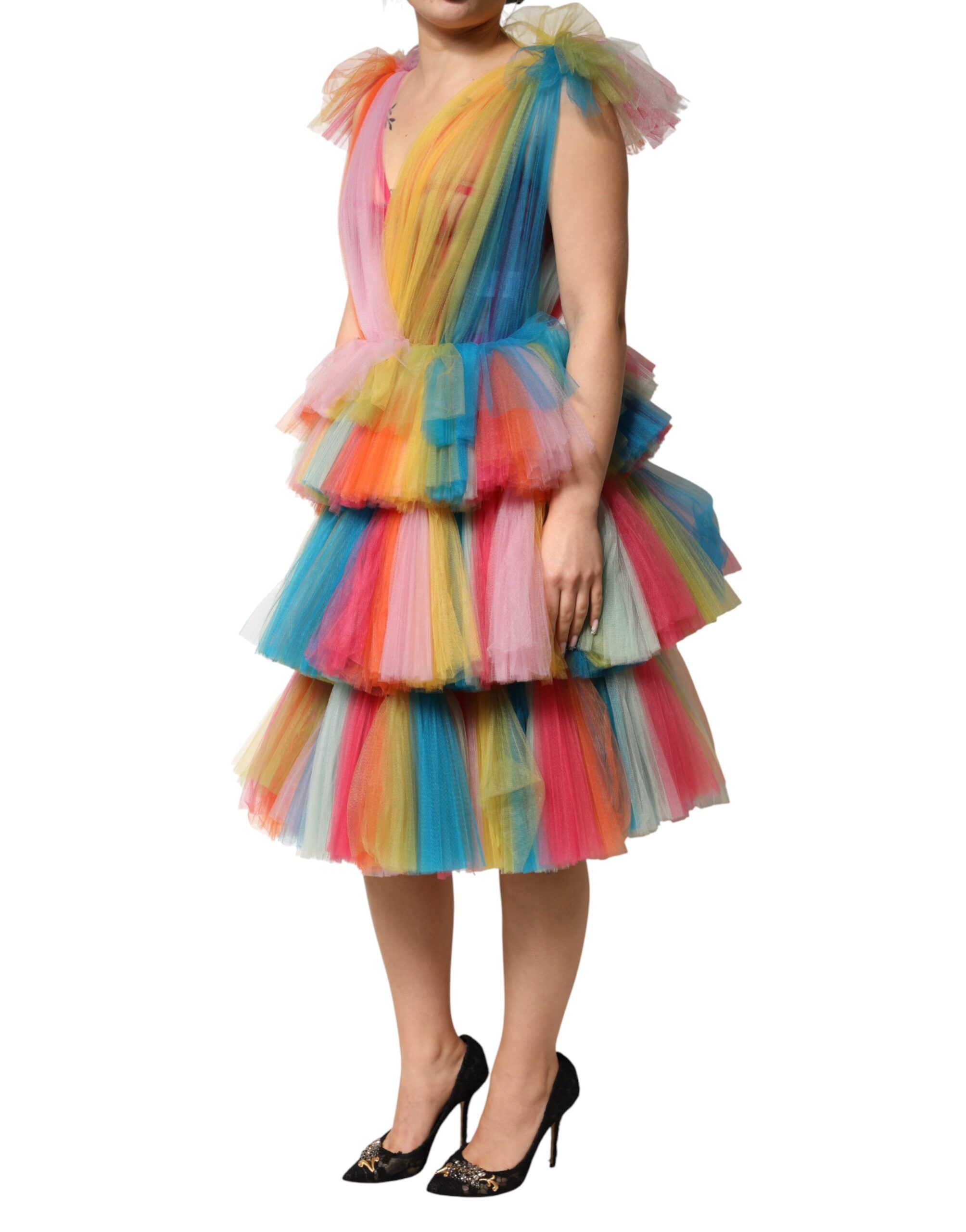 Nylon Tiered Tulle Midi Women's Dress - Dolce & Gabbana - Modalova