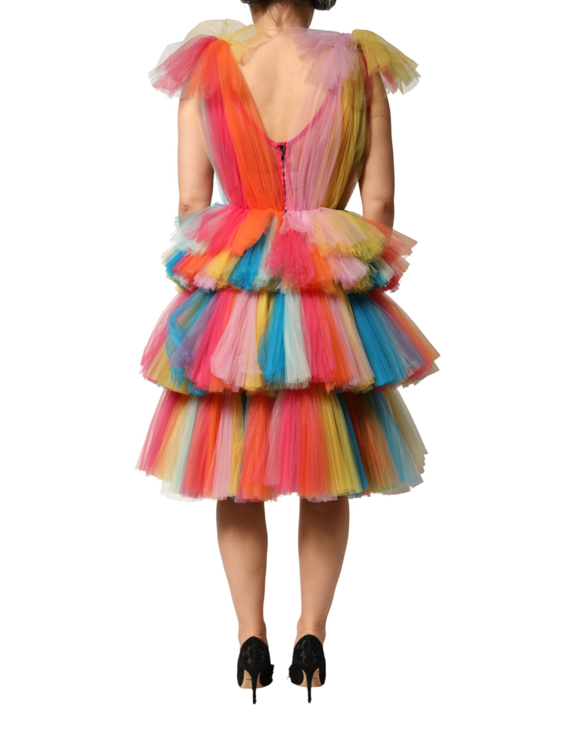 Nylon Tiered Tulle Midi Women's Dress - Dolce & Gabbana - Modalova