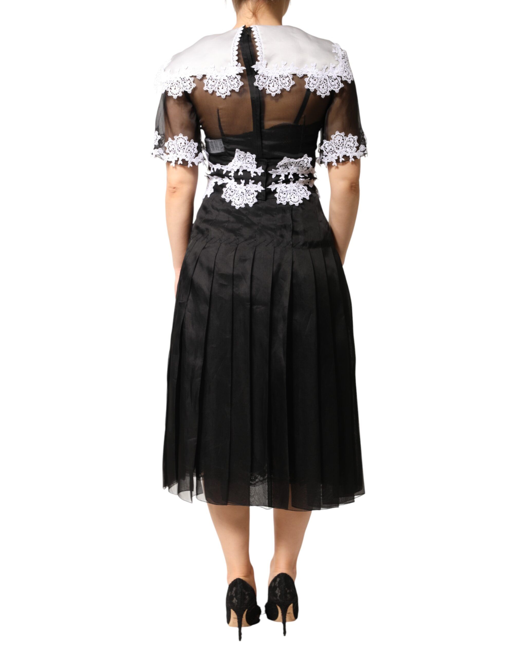 Silk Macrame Lace Midi Women's Dress - Dolce & Gabbana - Modalova