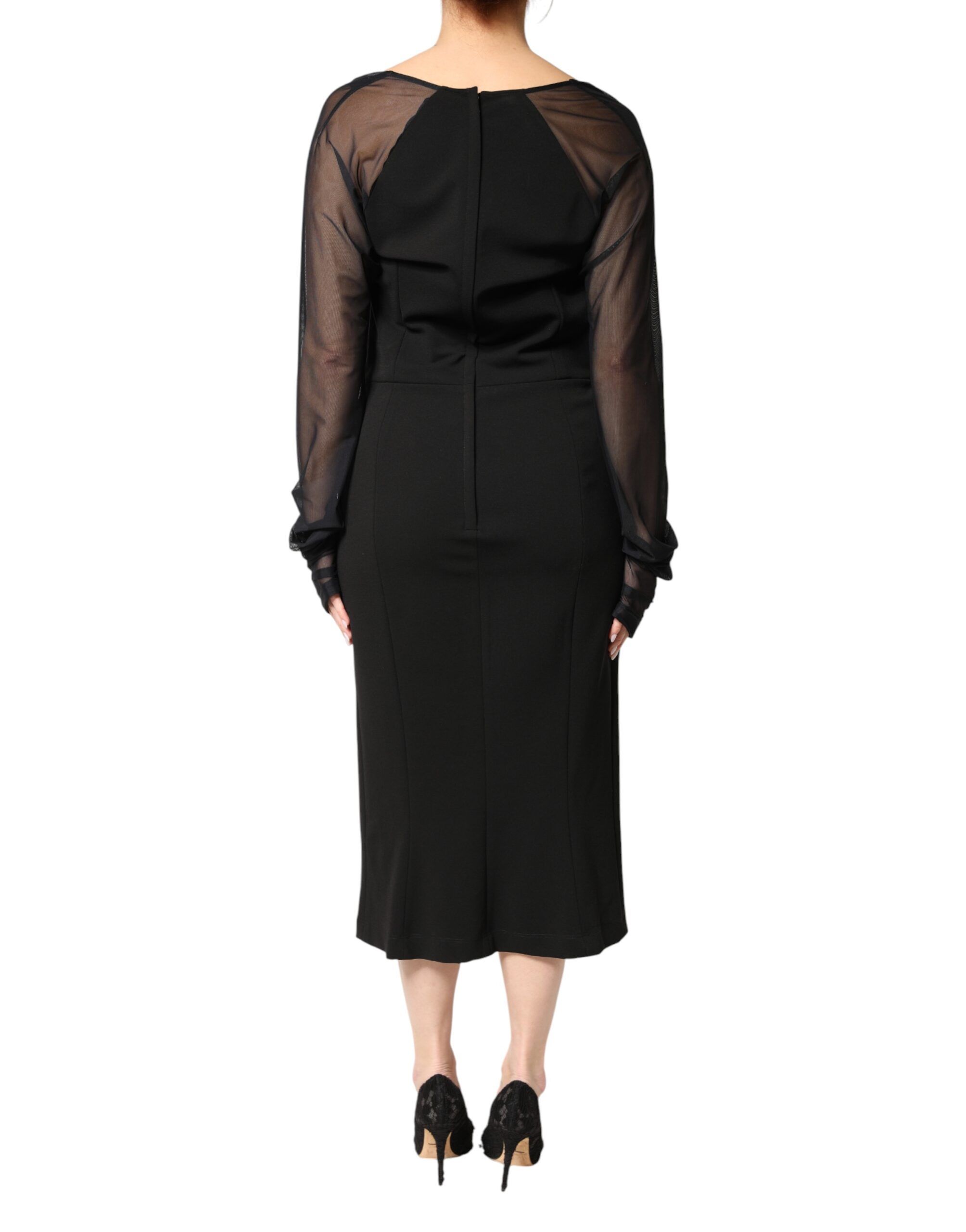 Sheer Yoke Rosette Sheath Midi Women's Dress - Dolce & Gabbana - Modalova