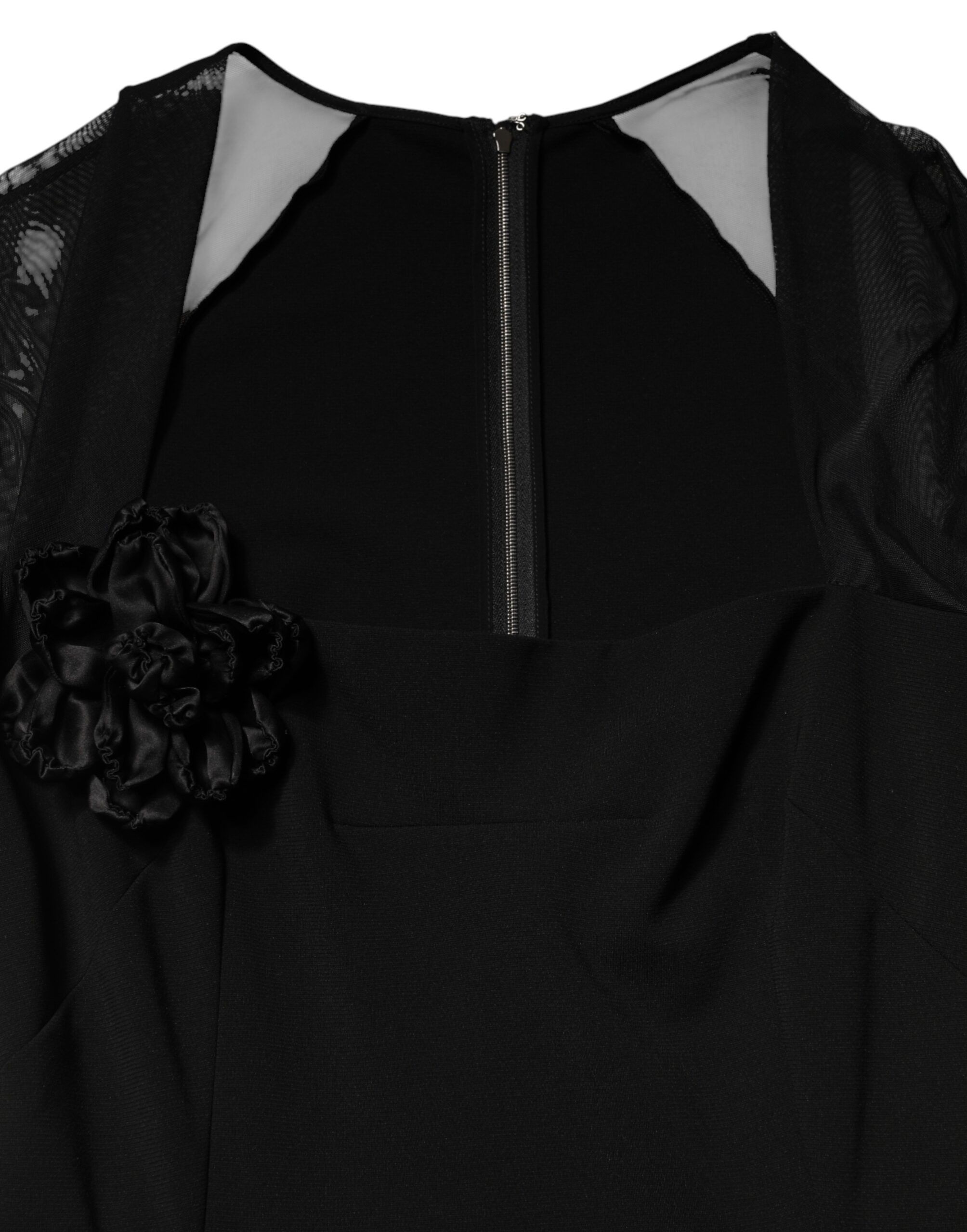 Sheer Yoke Rosette Sheath Midi Women's Dress - Dolce & Gabbana - Modalova