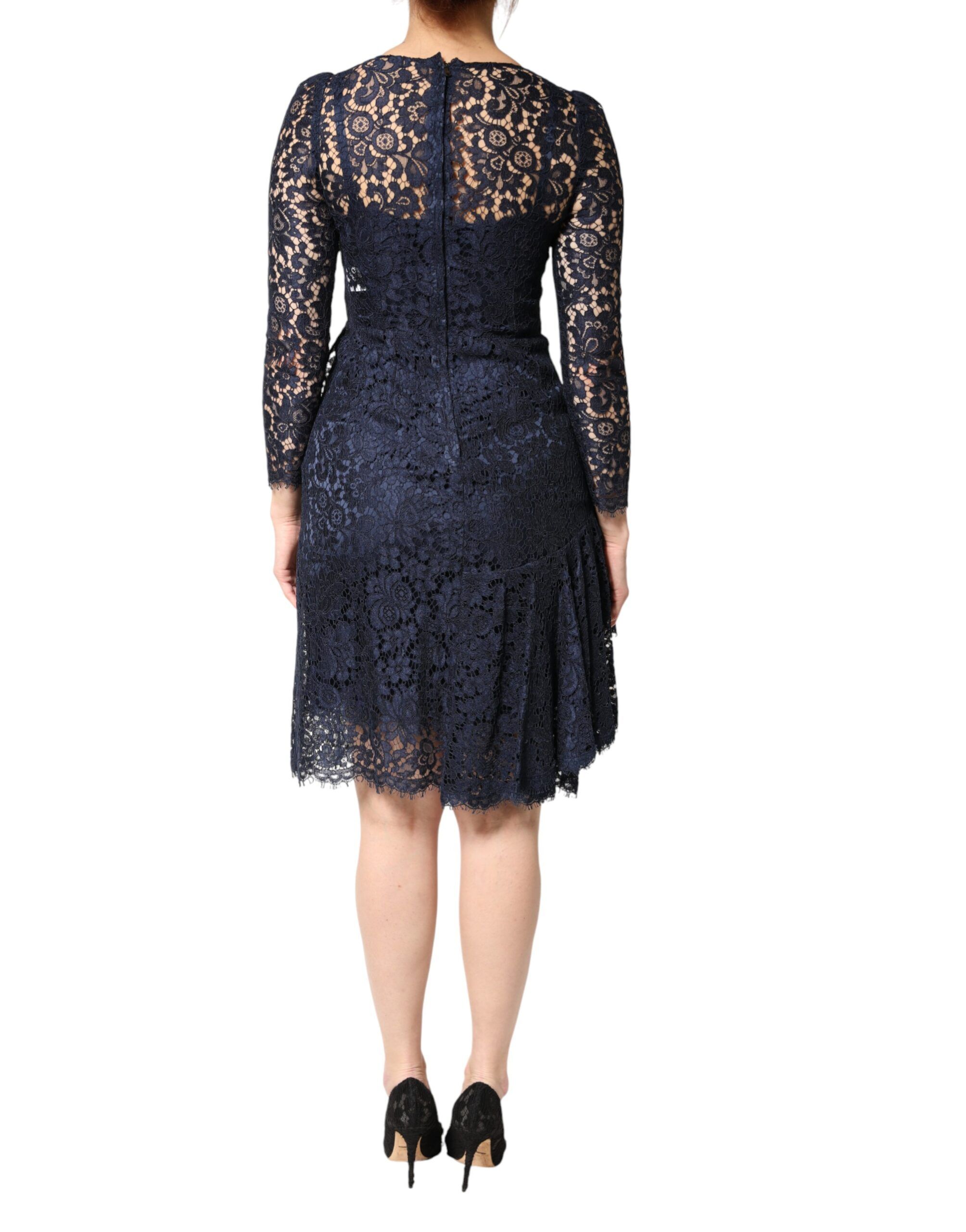 Lace Ruffle A-line Knee Length Women's Dress - Dolce & Gabbana - Modalova