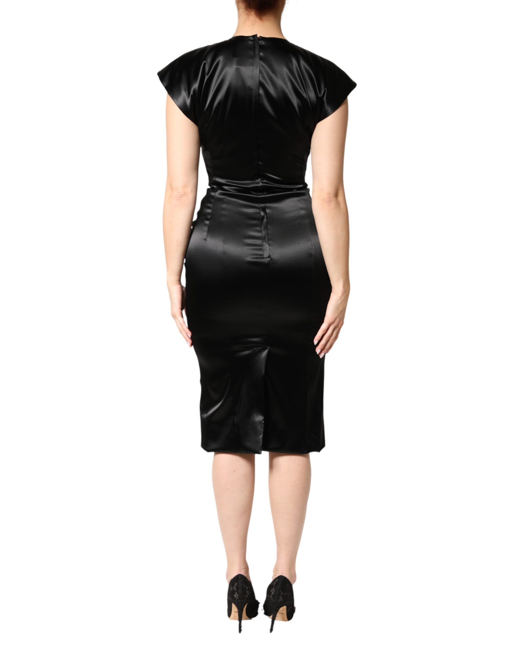 Satin Sheath Midi Cap Sleeves Women's Dress - Dolce & Gabbana - Modalova